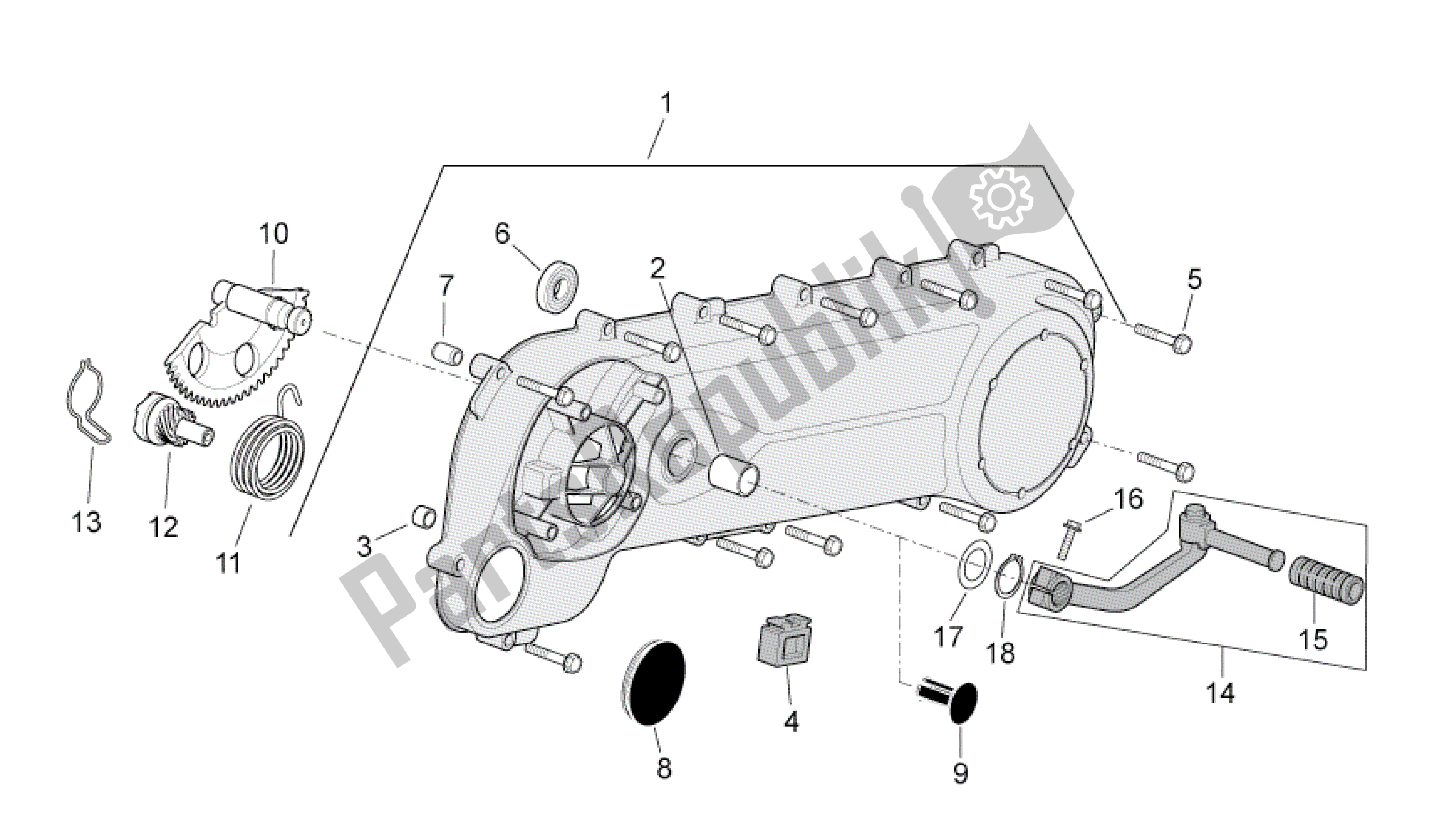 Tutte le parti per il Coperchio Della Trasmissione del Aprilia SR 50 2010 - 2014