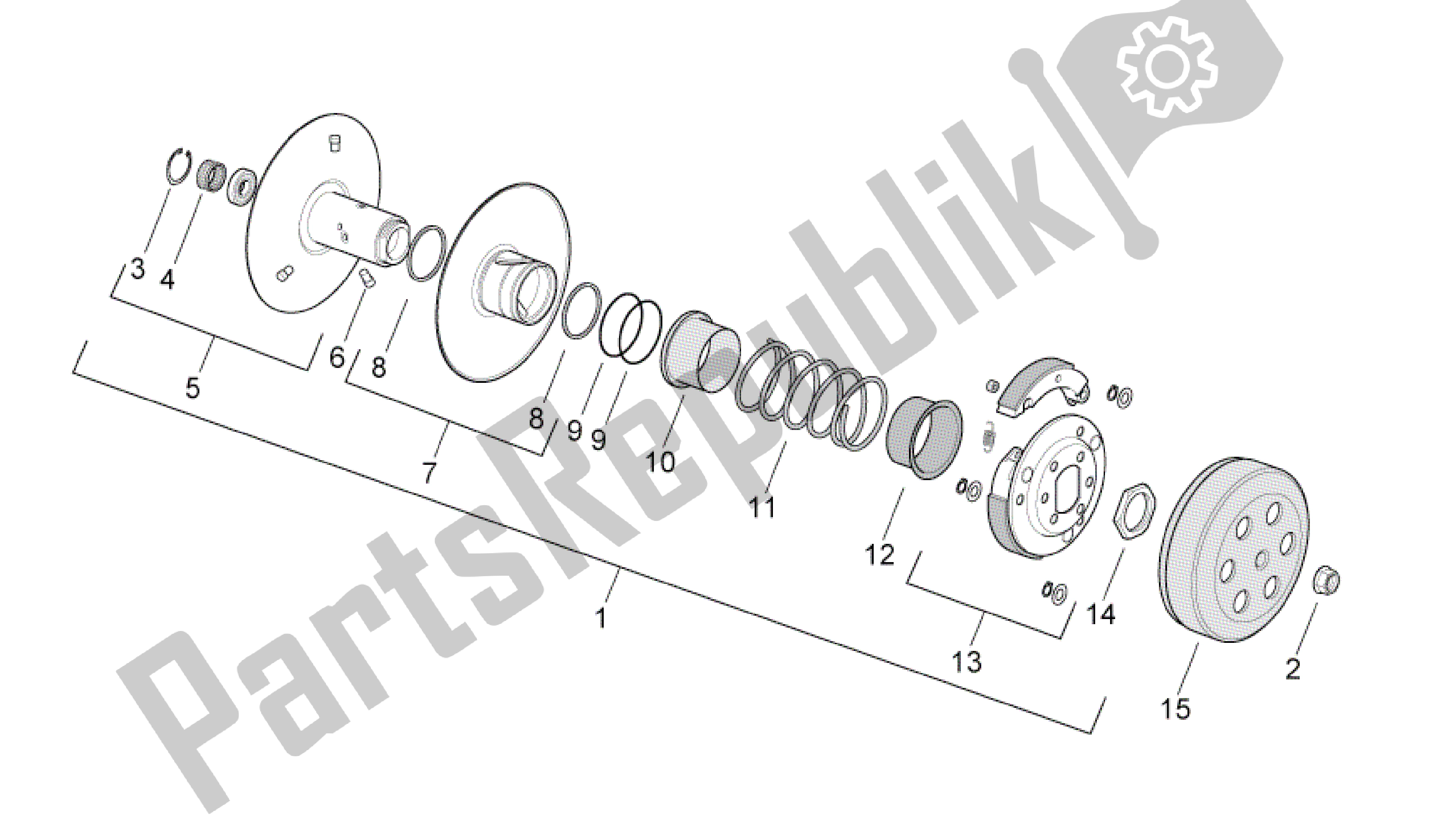 All parts for the Clutch of the Aprilia SR 50 2010 - 2014