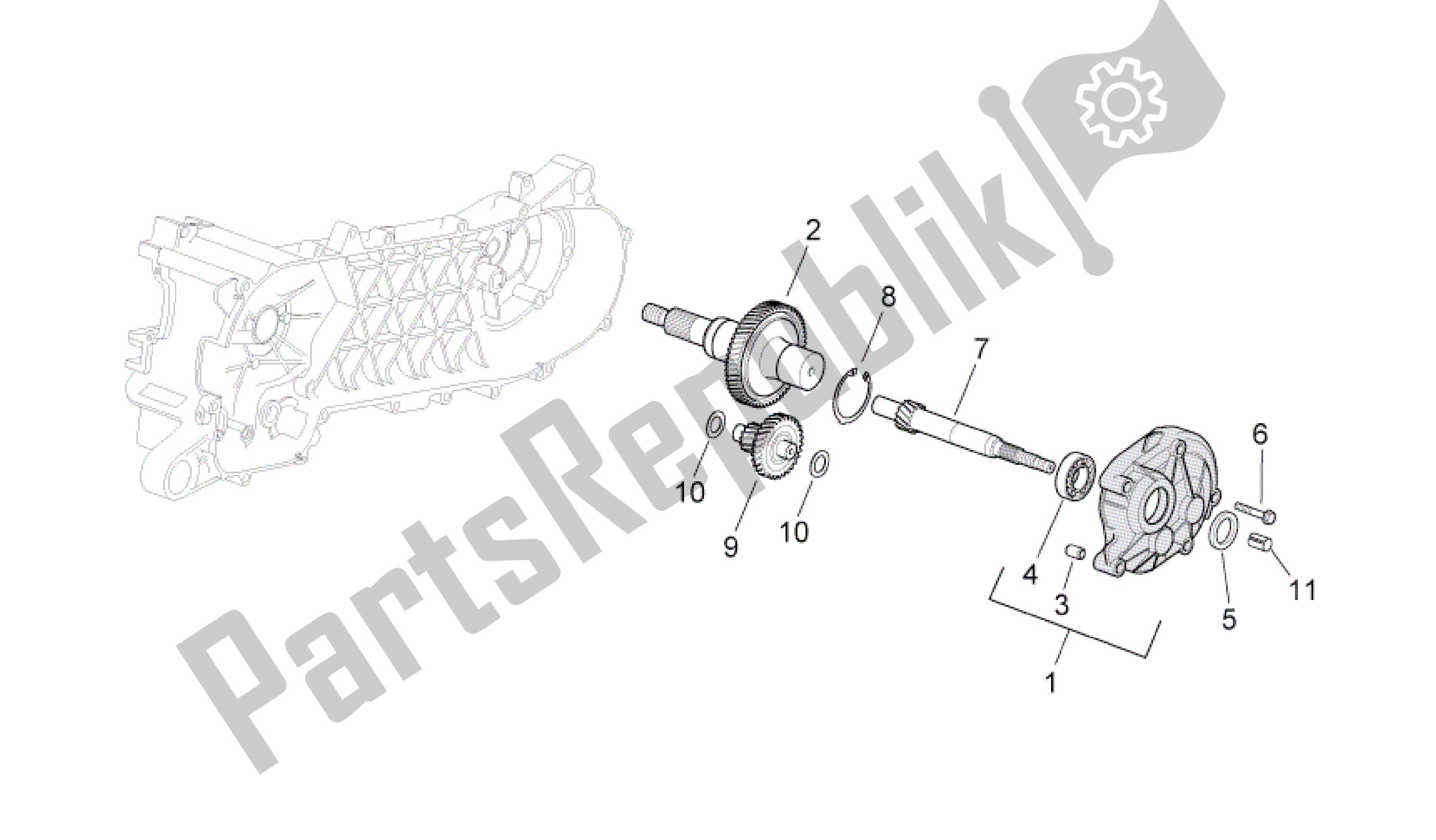 All parts for the Transmission Final Drive of the Aprilia SR 50 2010 - 2014