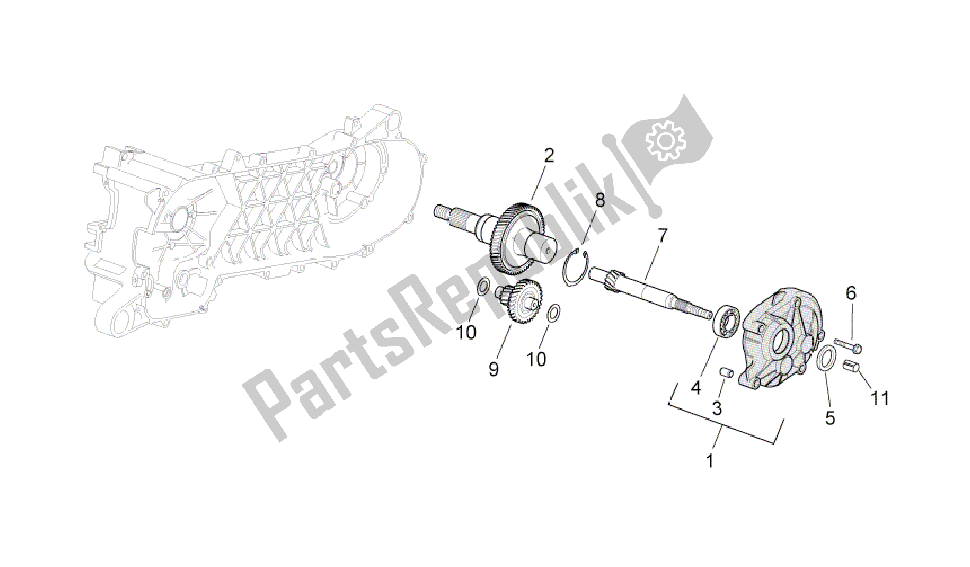 All parts for the Transmission Final Drive of the Aprilia SR 50 2010 - 2014