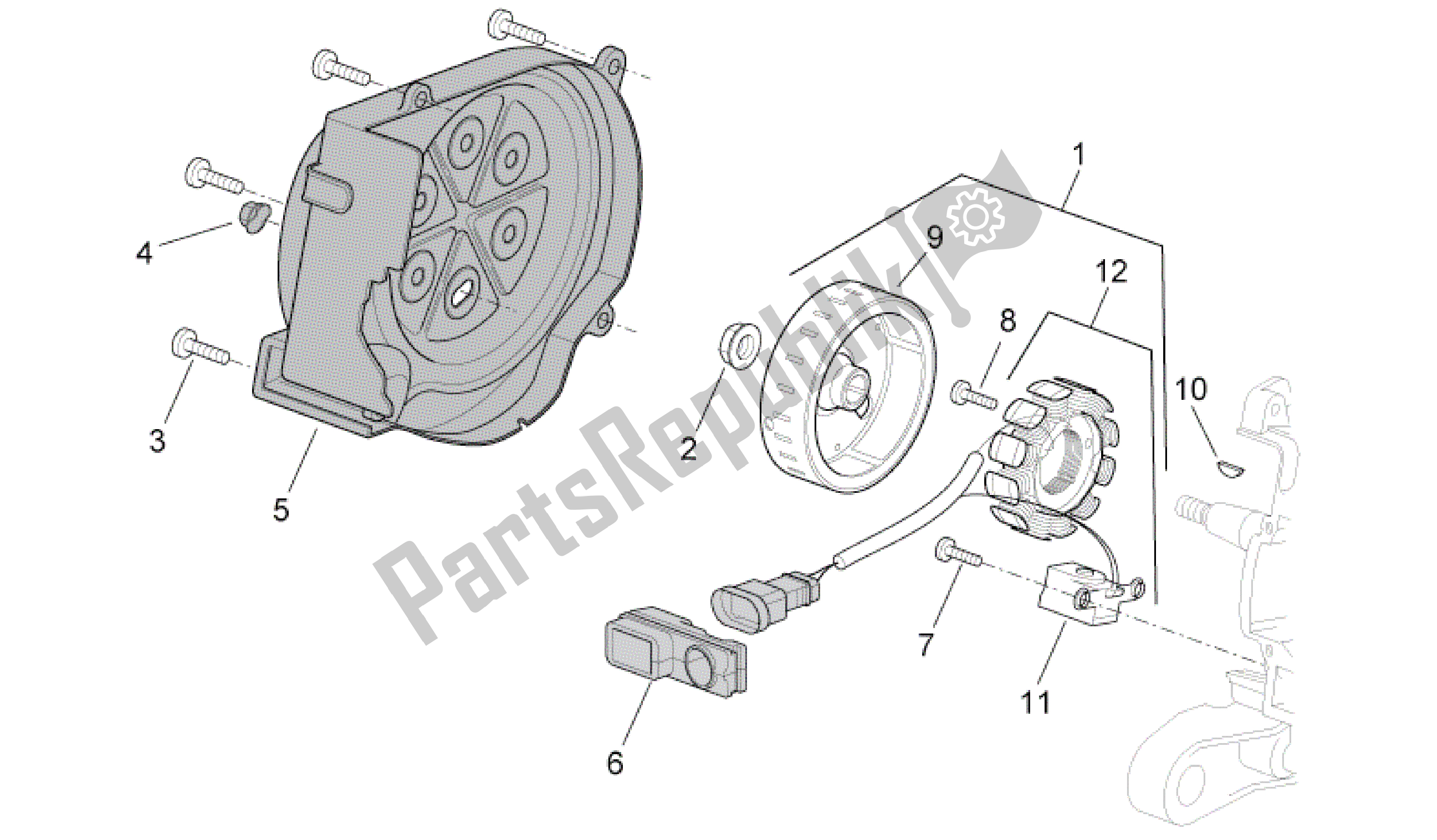 All parts for the Flywheel of the Aprilia SR 50 2010 - 2014