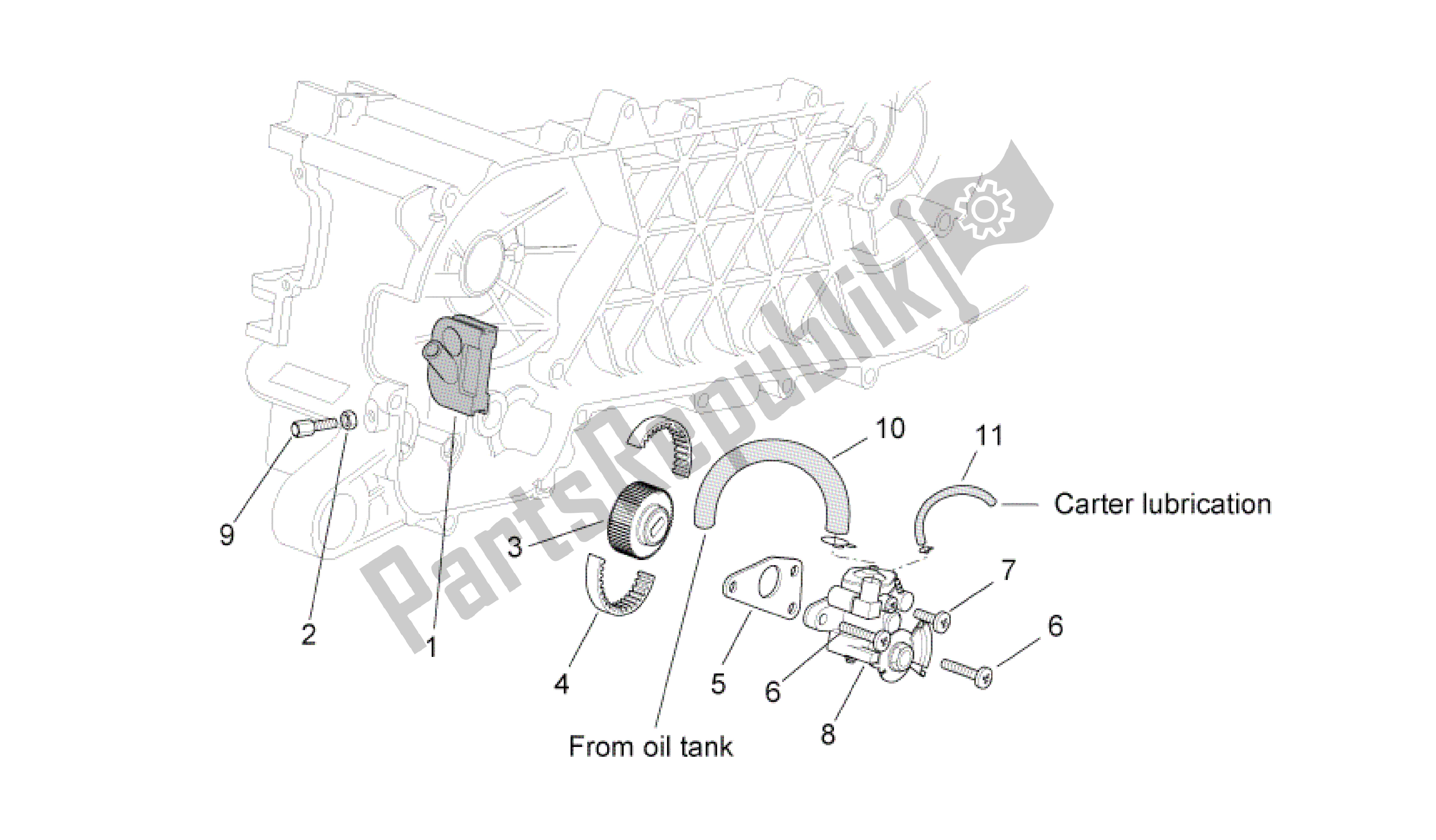 All parts for the Oil Pump of the Aprilia SR 50 2010 - 2014