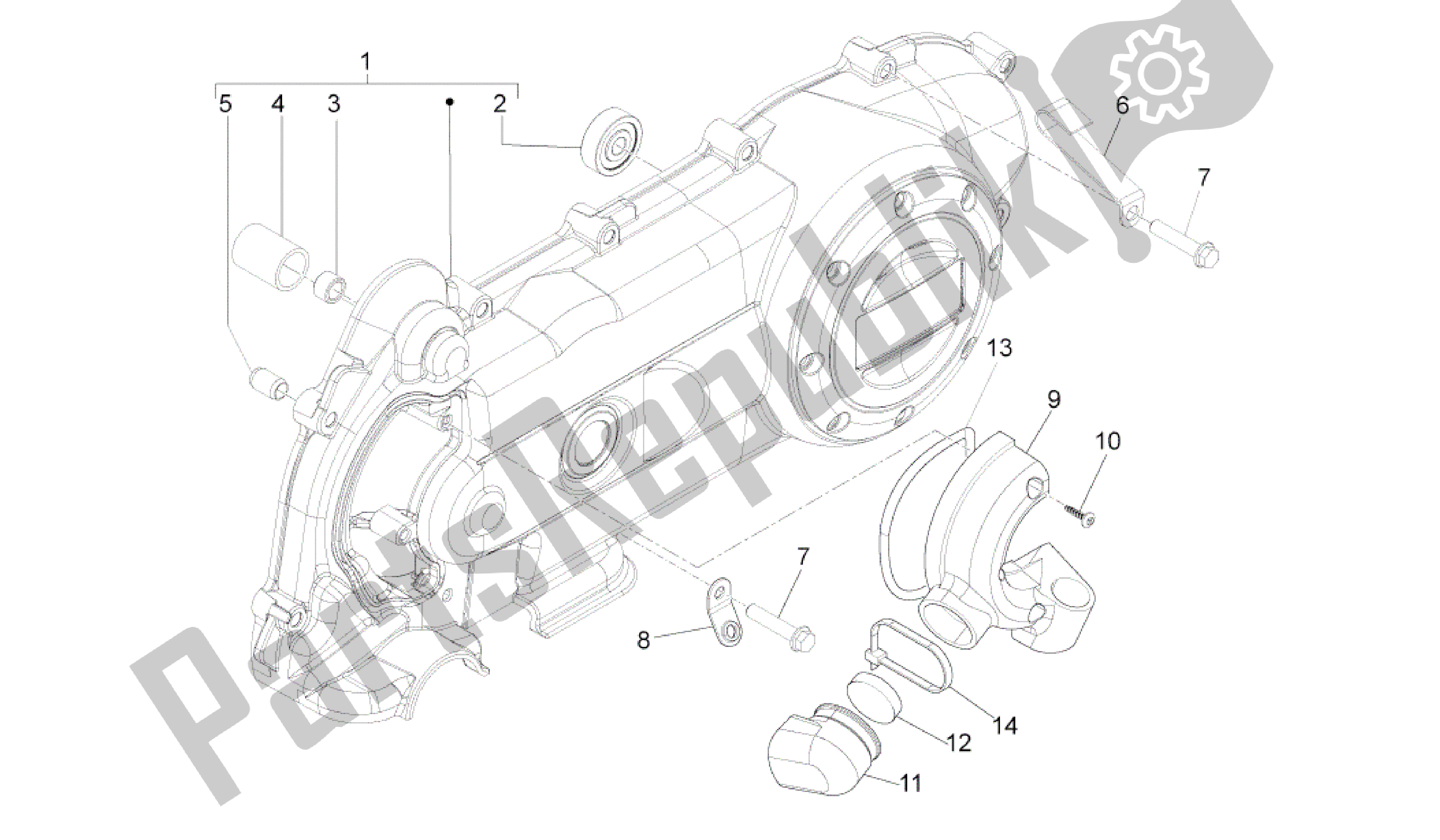 Todas las partes para Tapa Del Cárter - Enfriamiento Del Cárter de Aprilia SR 50 2013