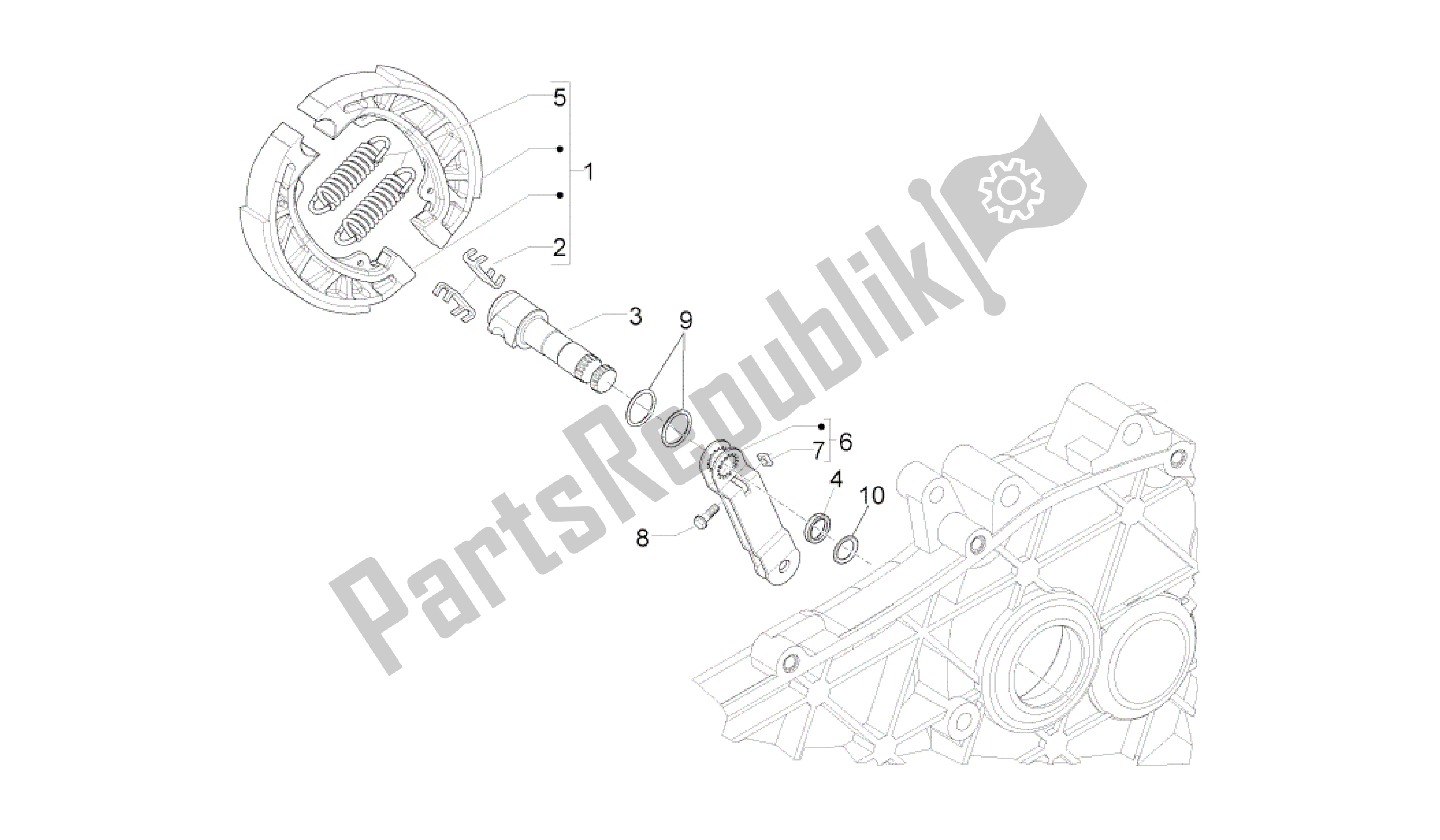 All parts for the Rear Brake - Brake Jaw of the Aprilia SR 50 2013