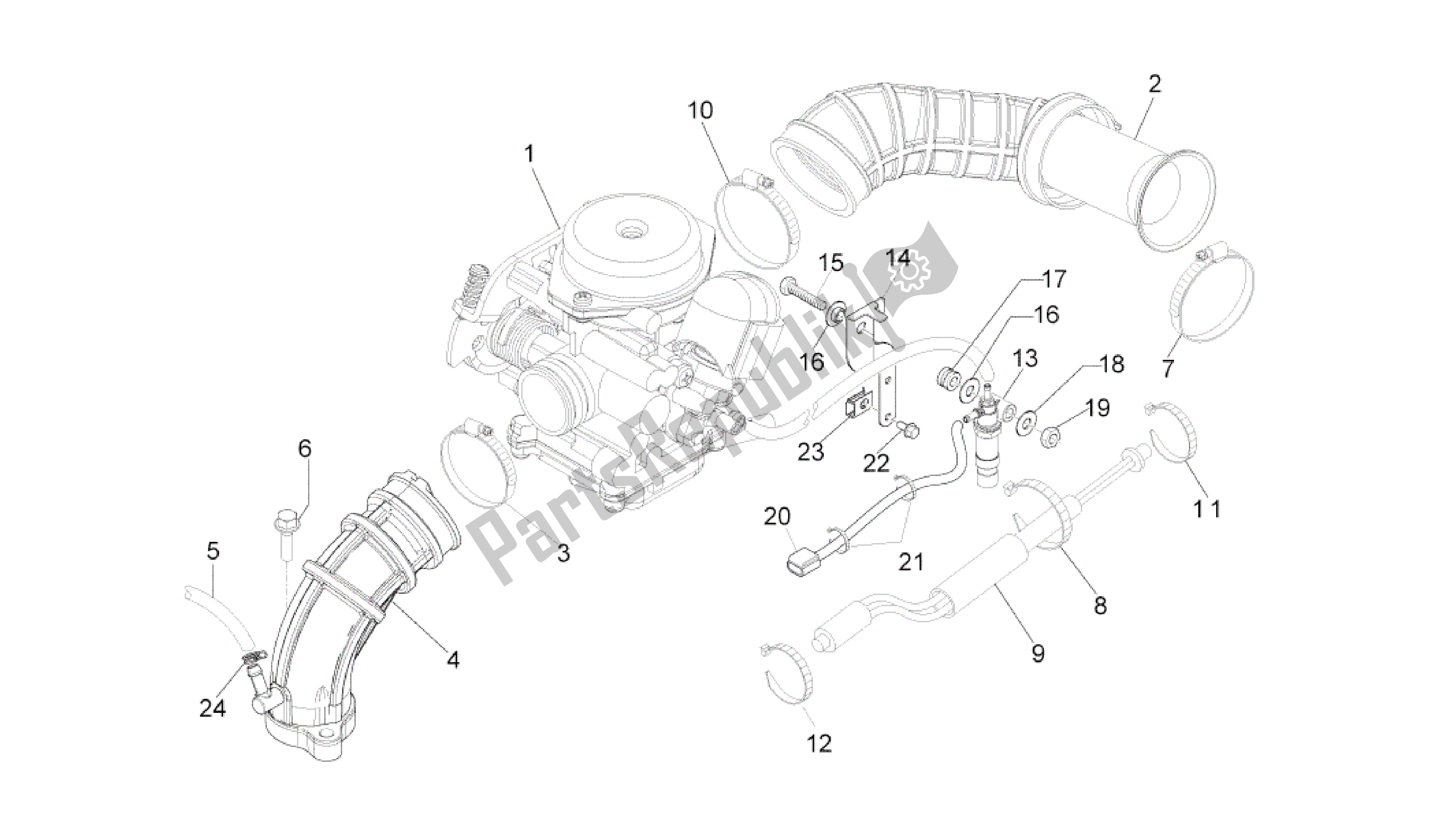 Alle onderdelen voor de Carburateur, Montage - Koppelingsleiding van de Aprilia SR 50 2013