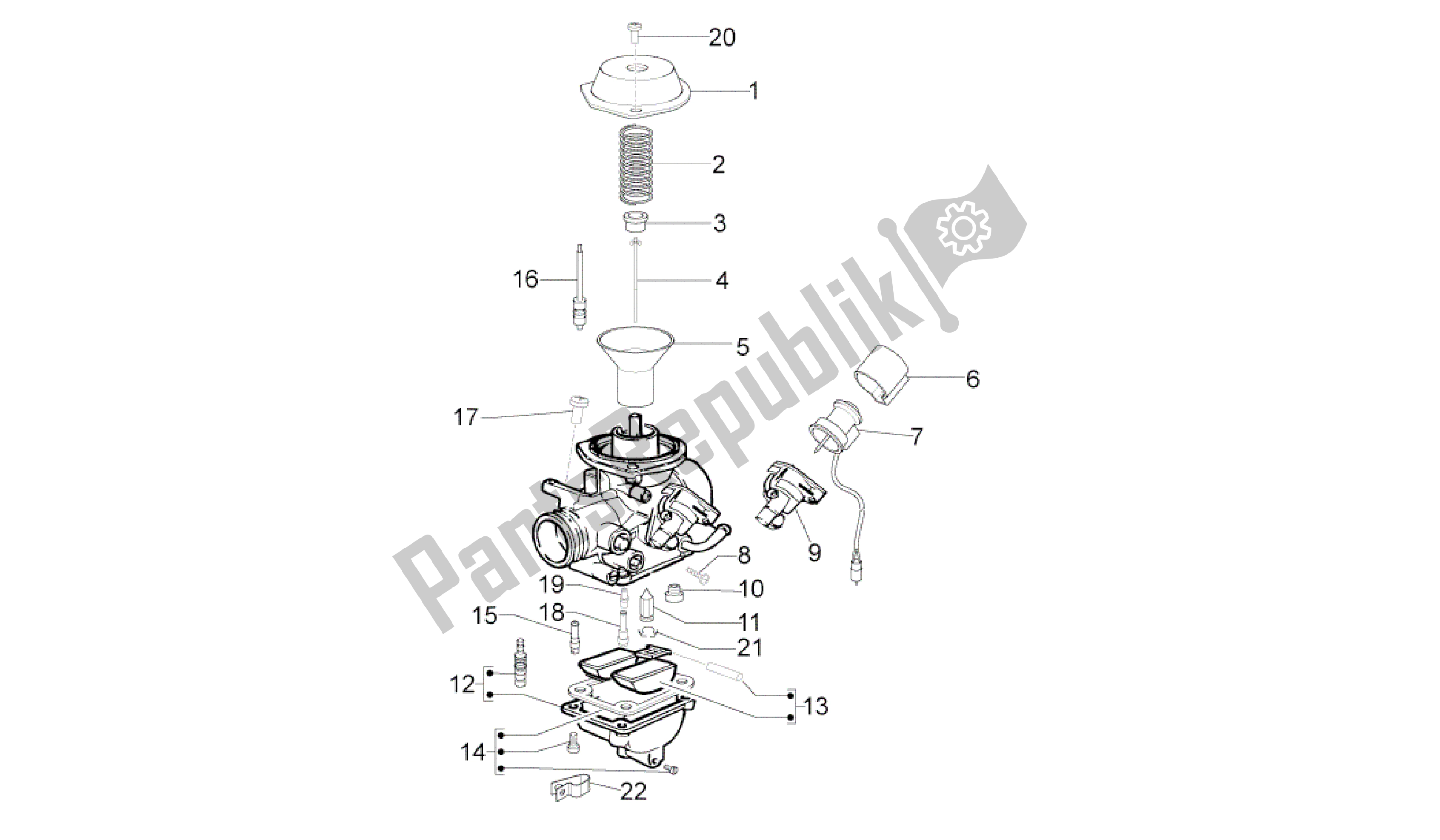 Alle onderdelen voor de Carburateur Onderdelen van de Aprilia SR 50 2013