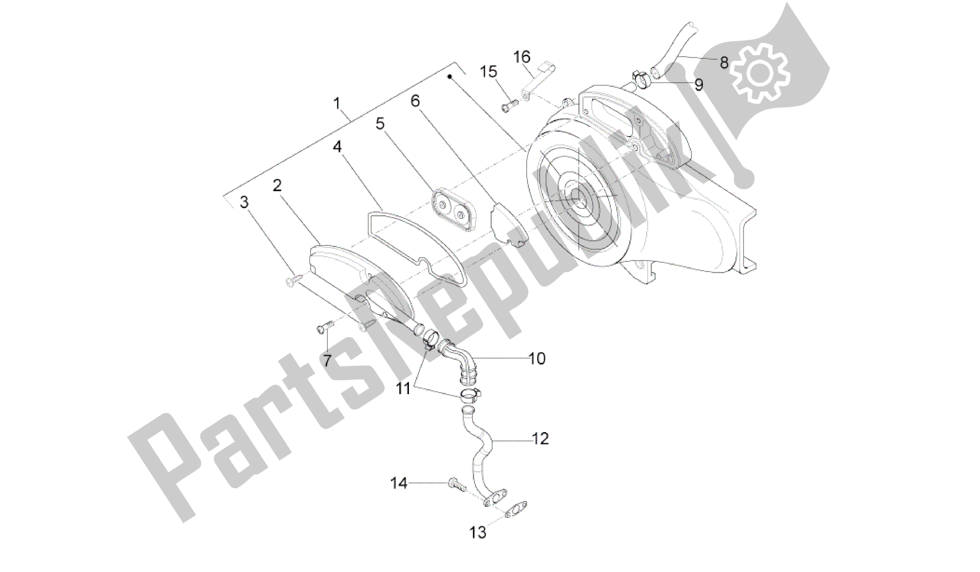 Tutte le parti per il Air Box Secondario del Aprilia SR 50 2013