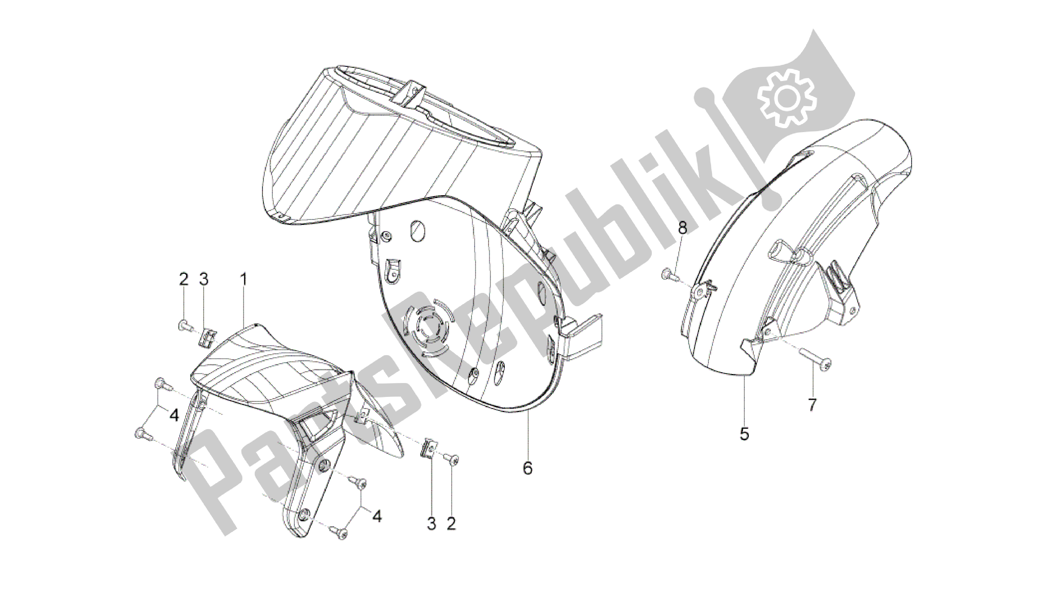 Toutes les pièces pour le Logement De Roue - Garde-boue du Aprilia SR 50 2013