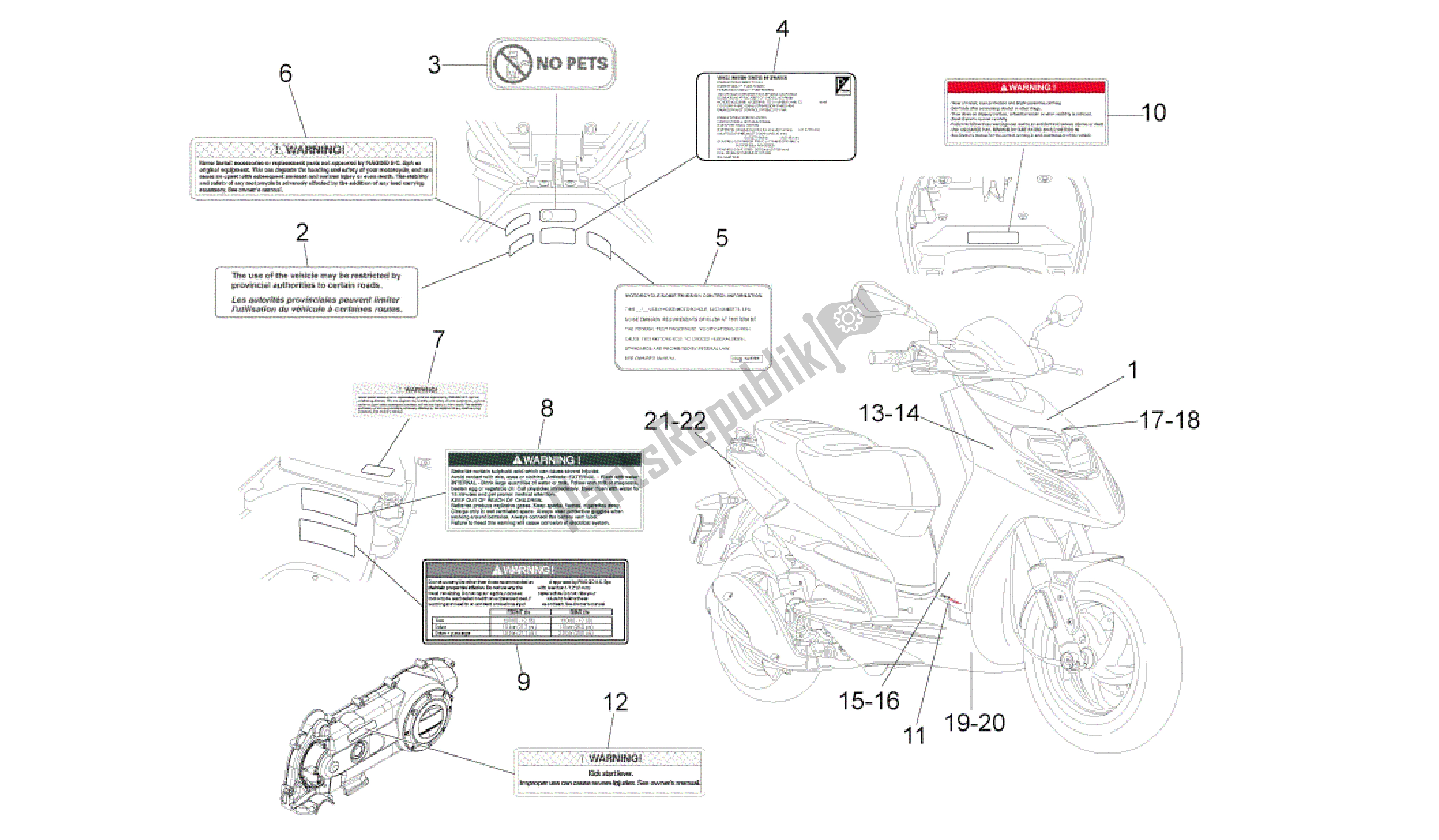 Toutes les pièces pour le Plaques - Emblèmes du Aprilia SR 50 2013