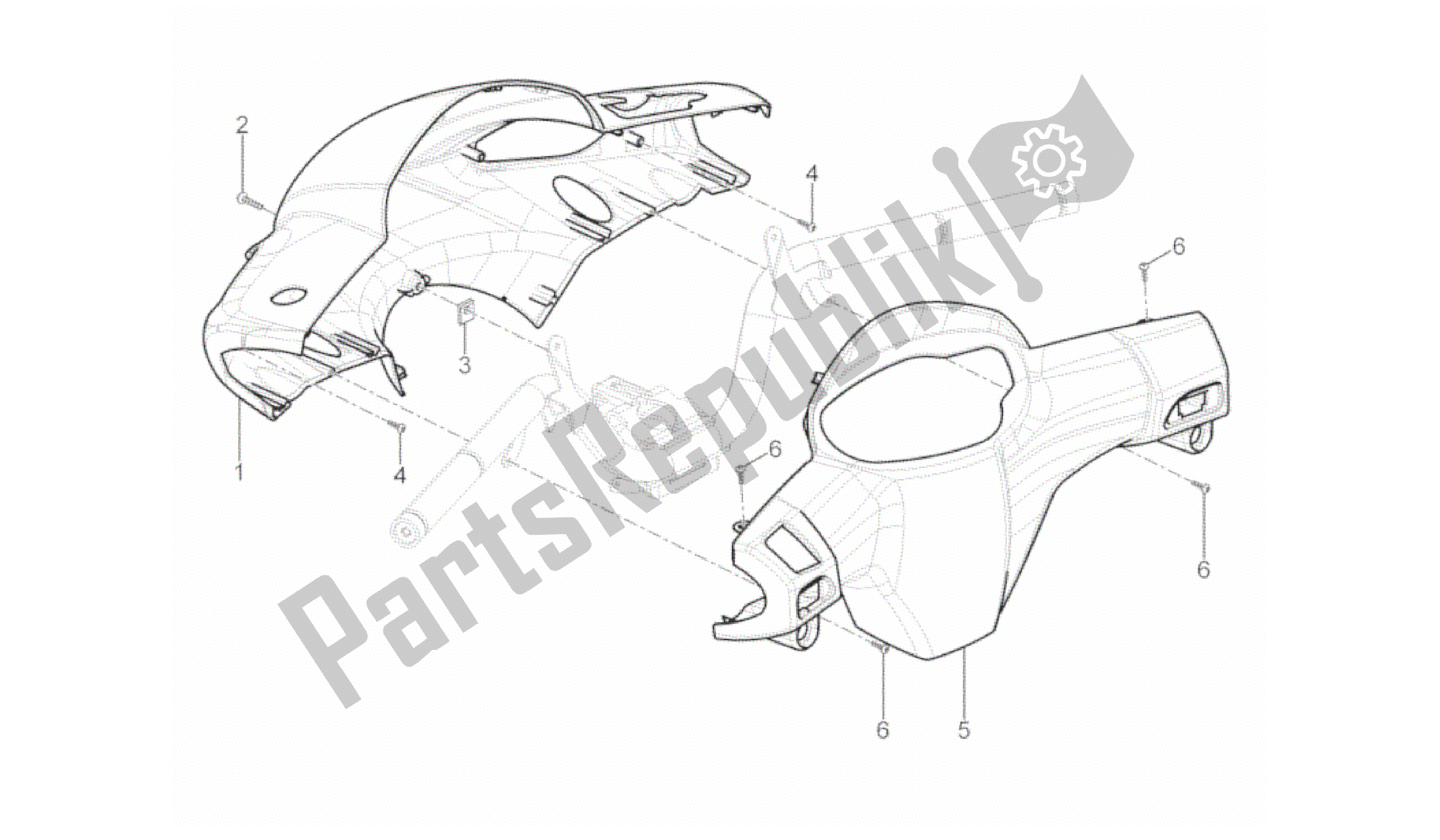 All parts for the Handlebars Coverages of the Aprilia SR 50 2013