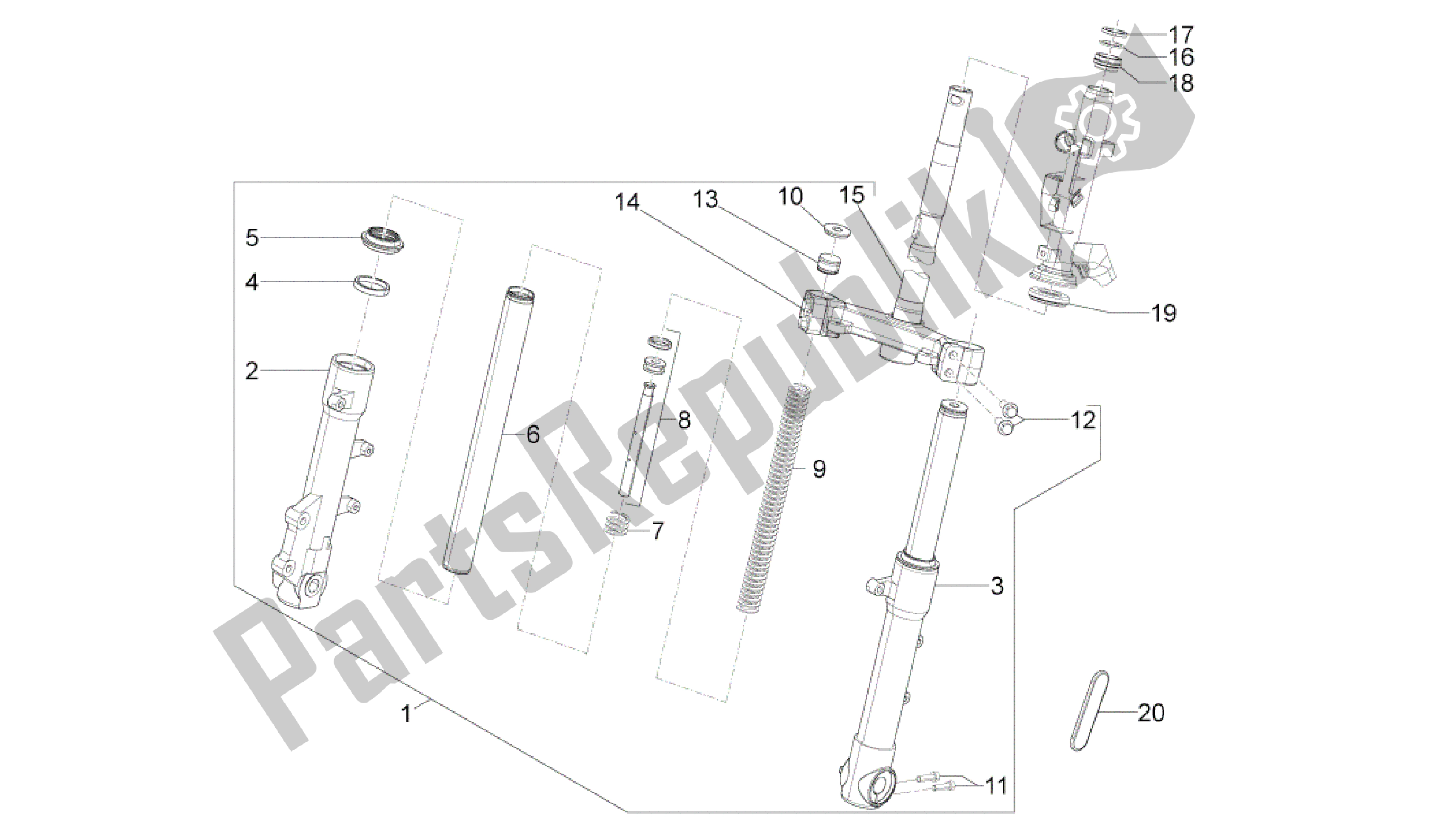 Todas as partes de Garfo / Tubo De Direção - Unidade De Rolamento De Direção do Aprilia SR 50 2013