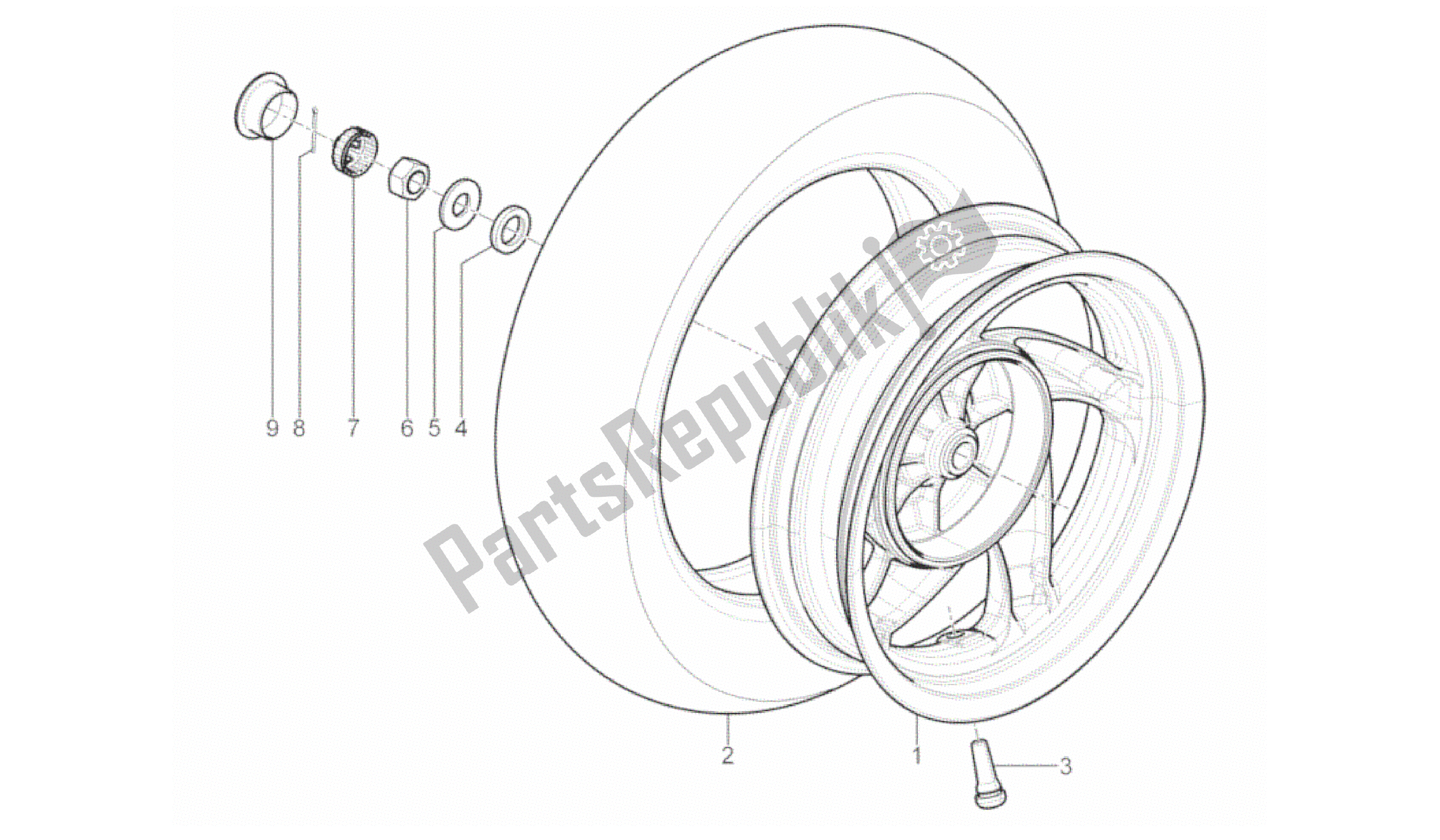 Toutes les pièces pour le Roue Arrière du Aprilia SR 50 2013