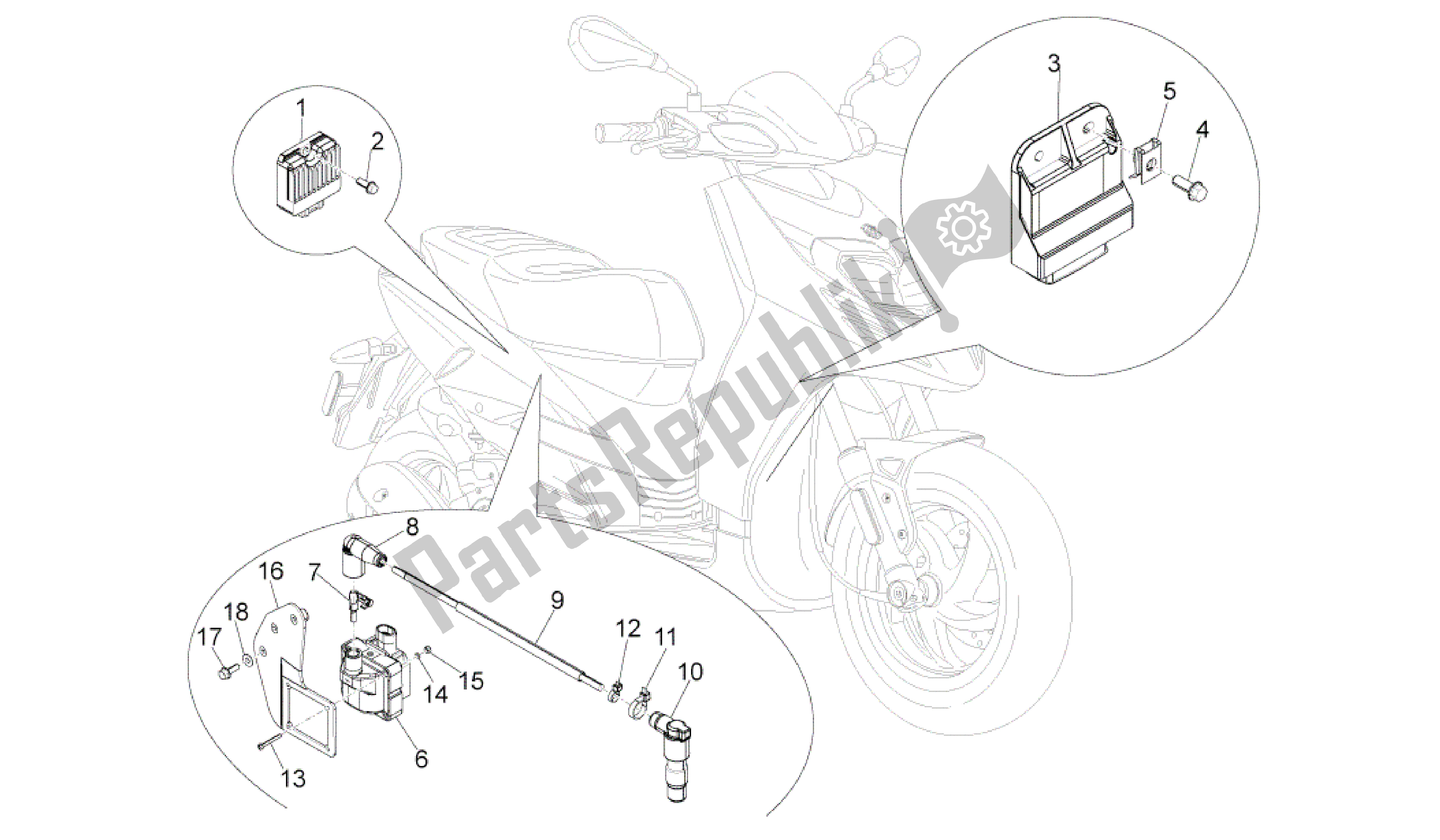 Tutte le parti per il Regolatori Di Tensione - Centraline Elettroniche (ecu) - H. T. Bobina del Aprilia SR 50 2013