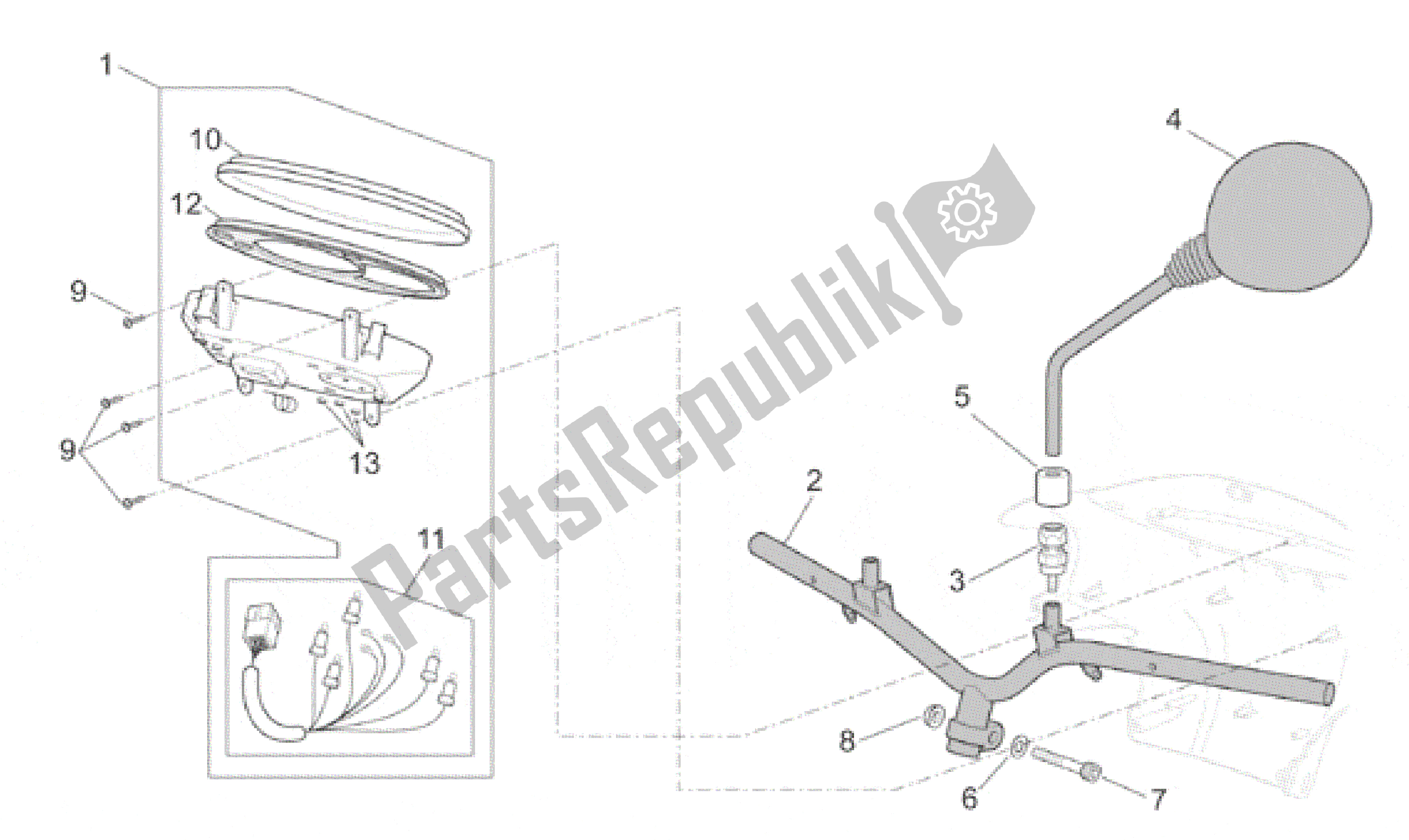 Toutes les pièces pour le Guidon - Tableau De Bord du Aprilia Scarabeo 50 2001 - 2004