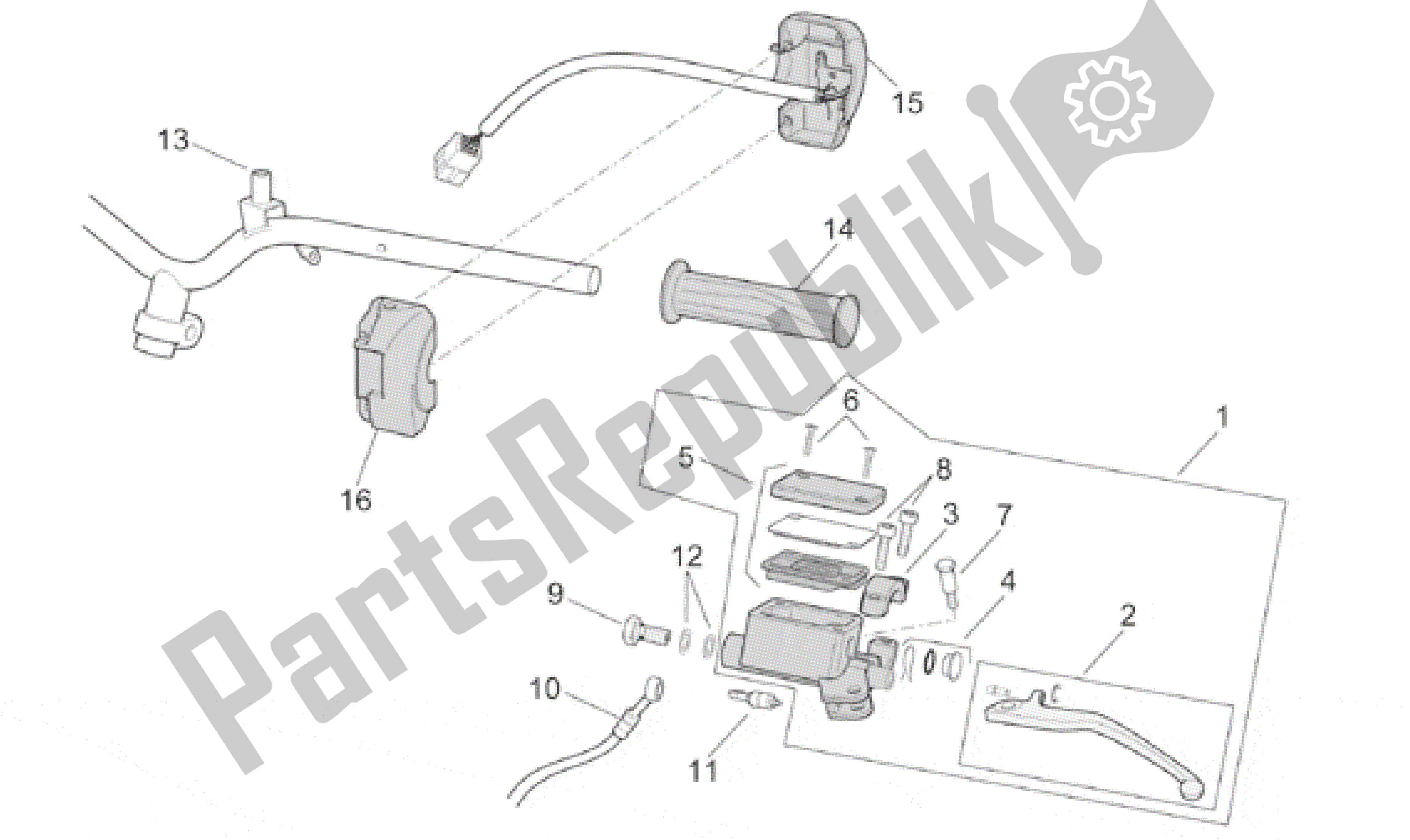 All parts for the Lh Controls of the Aprilia Scarabeo 50 2001 - 2004