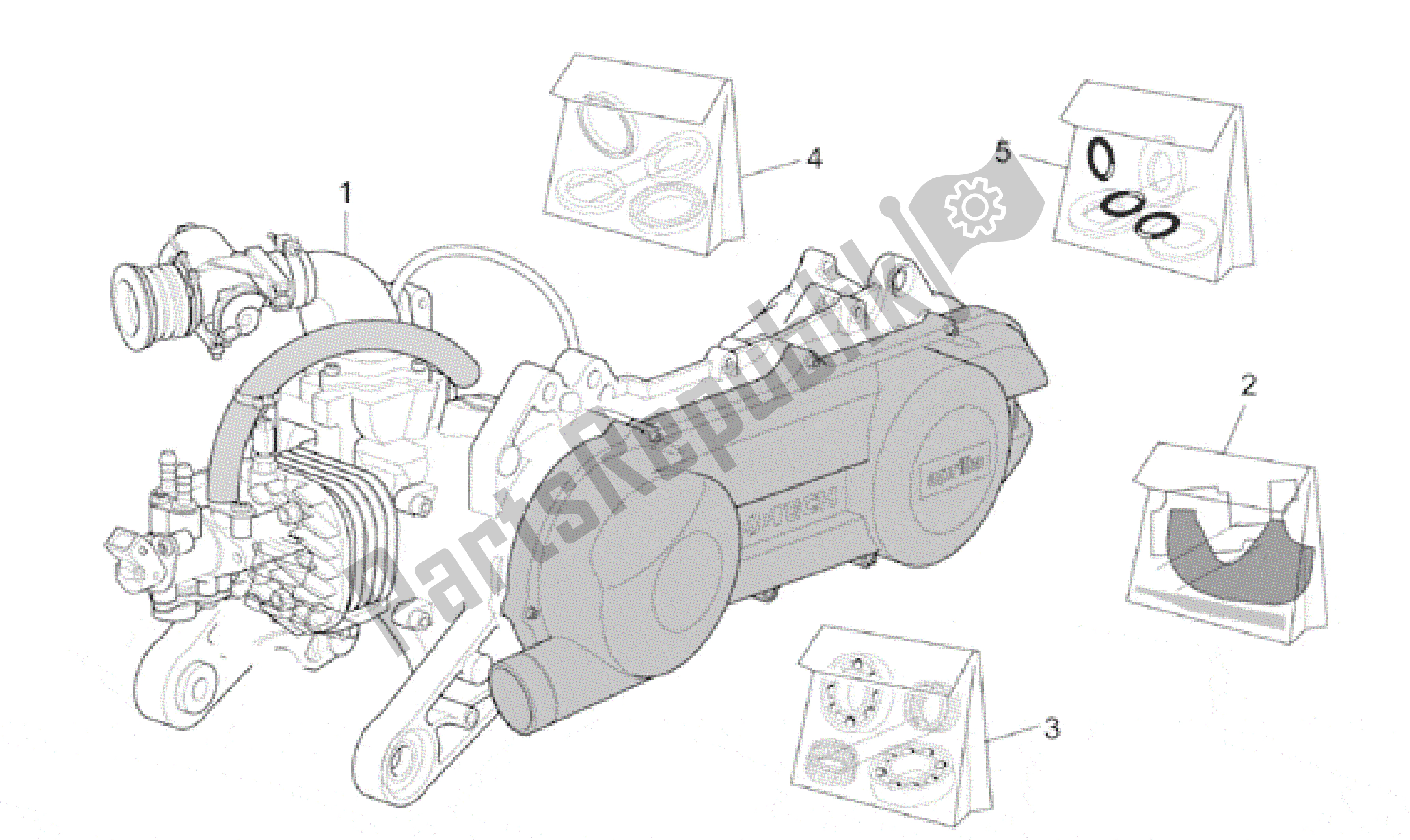 Toutes les pièces pour le Moteur du Aprilia Scarabeo 50 2001 - 2004