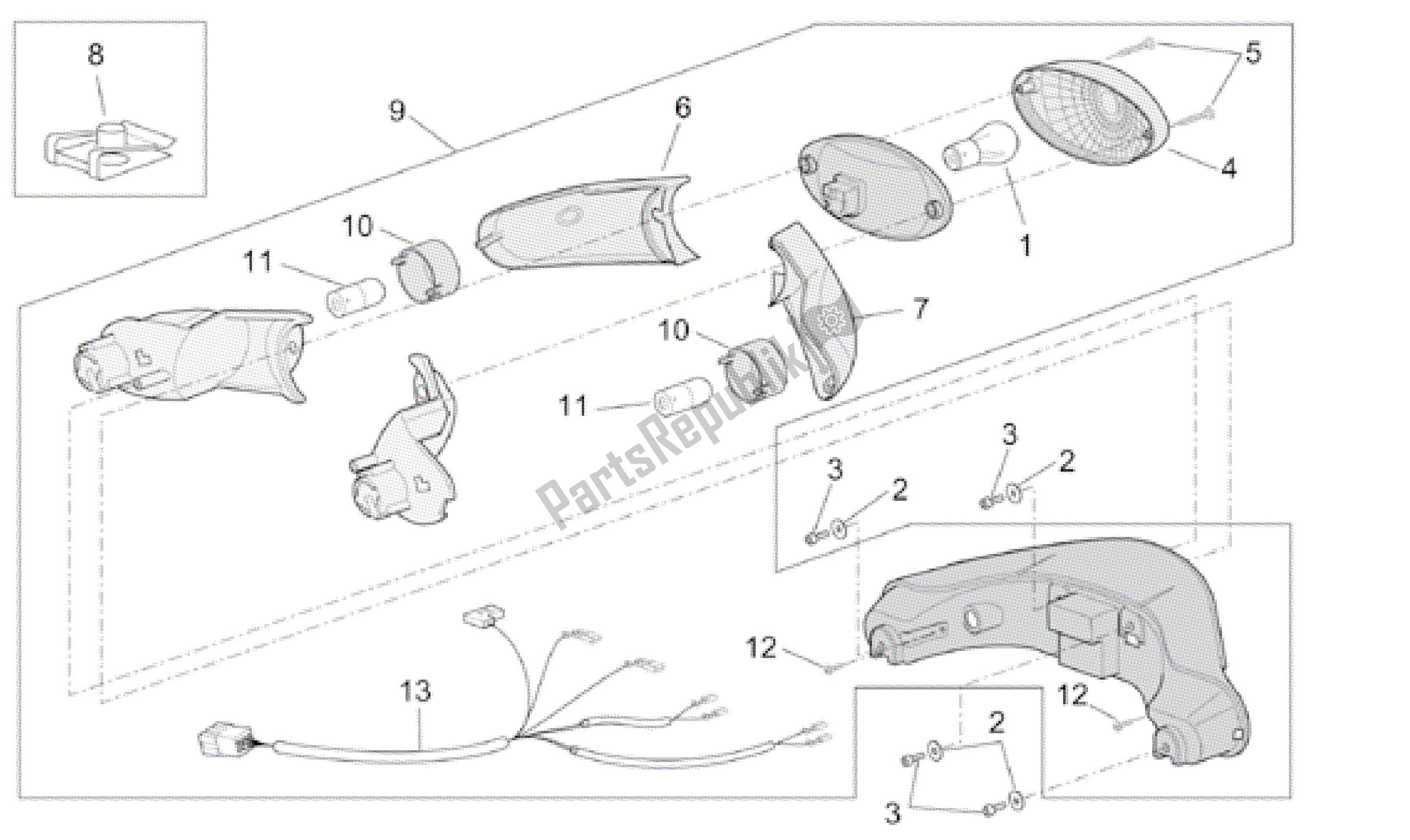 Alle Teile für das Rücklichter des Aprilia Scarabeo 50 2001 - 2004