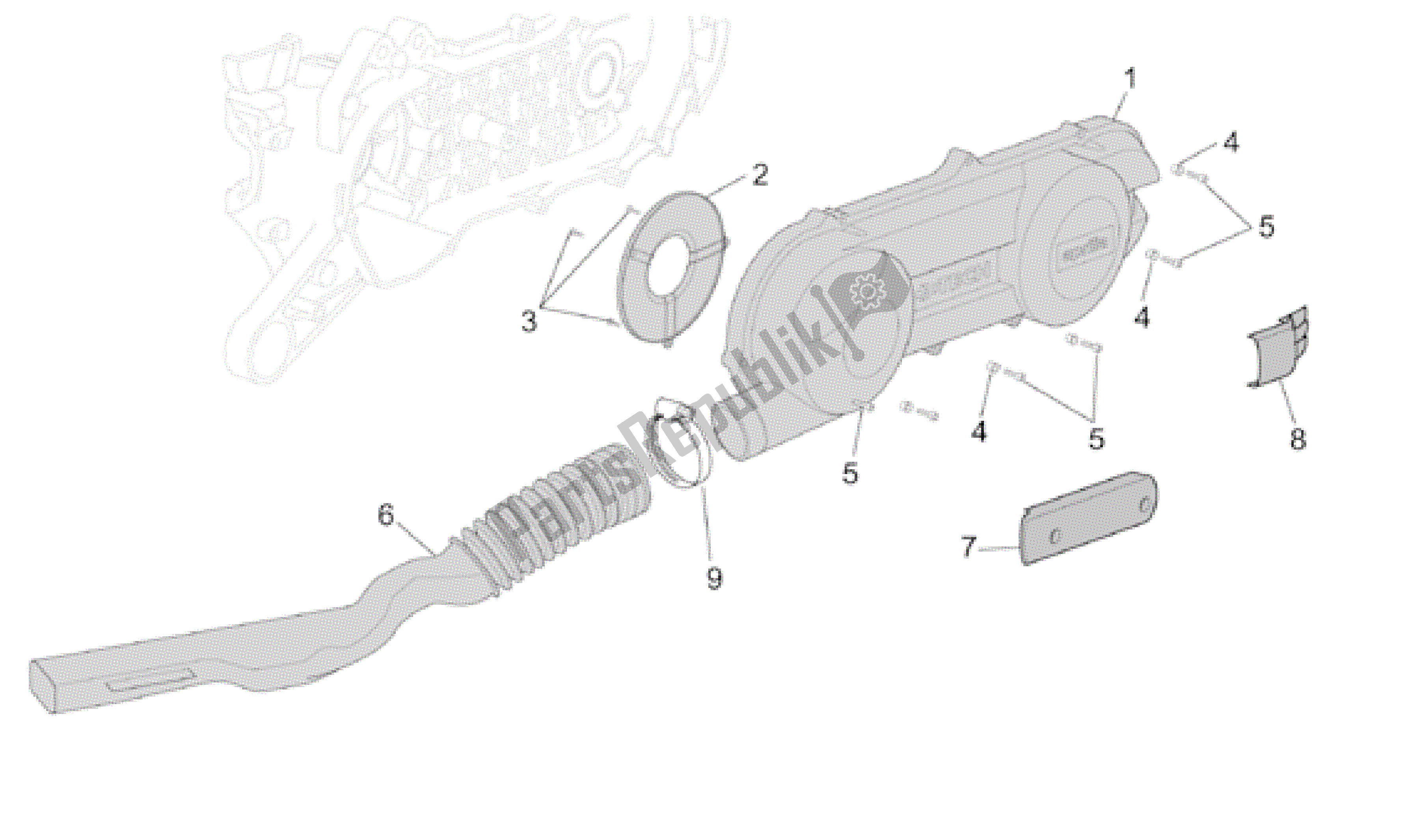 All parts for the Variator Cover of the Aprilia Scarabeo 50 2001 - 2004