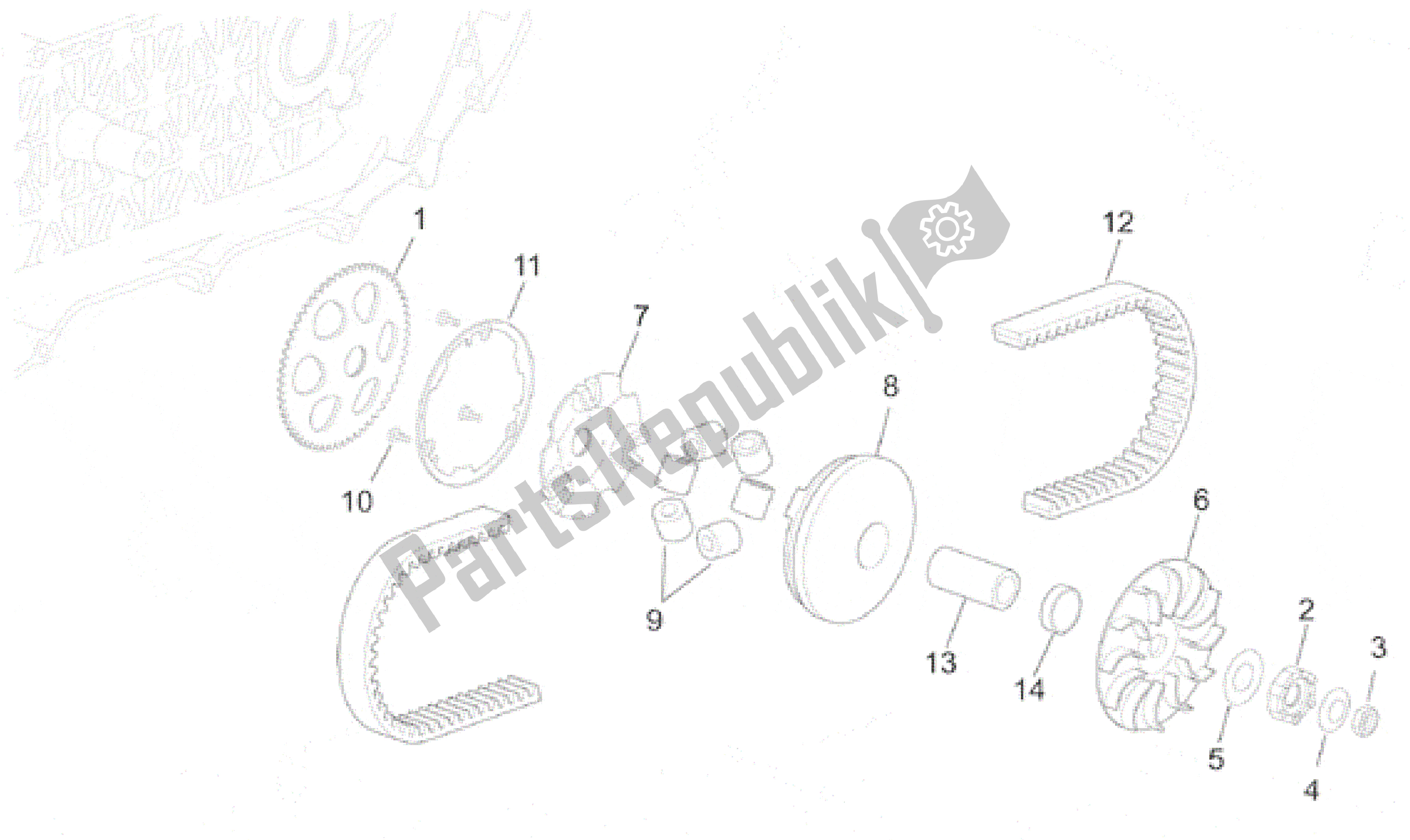 Todas las partes para Variador de Aprilia Scarabeo 50 2001 - 2004