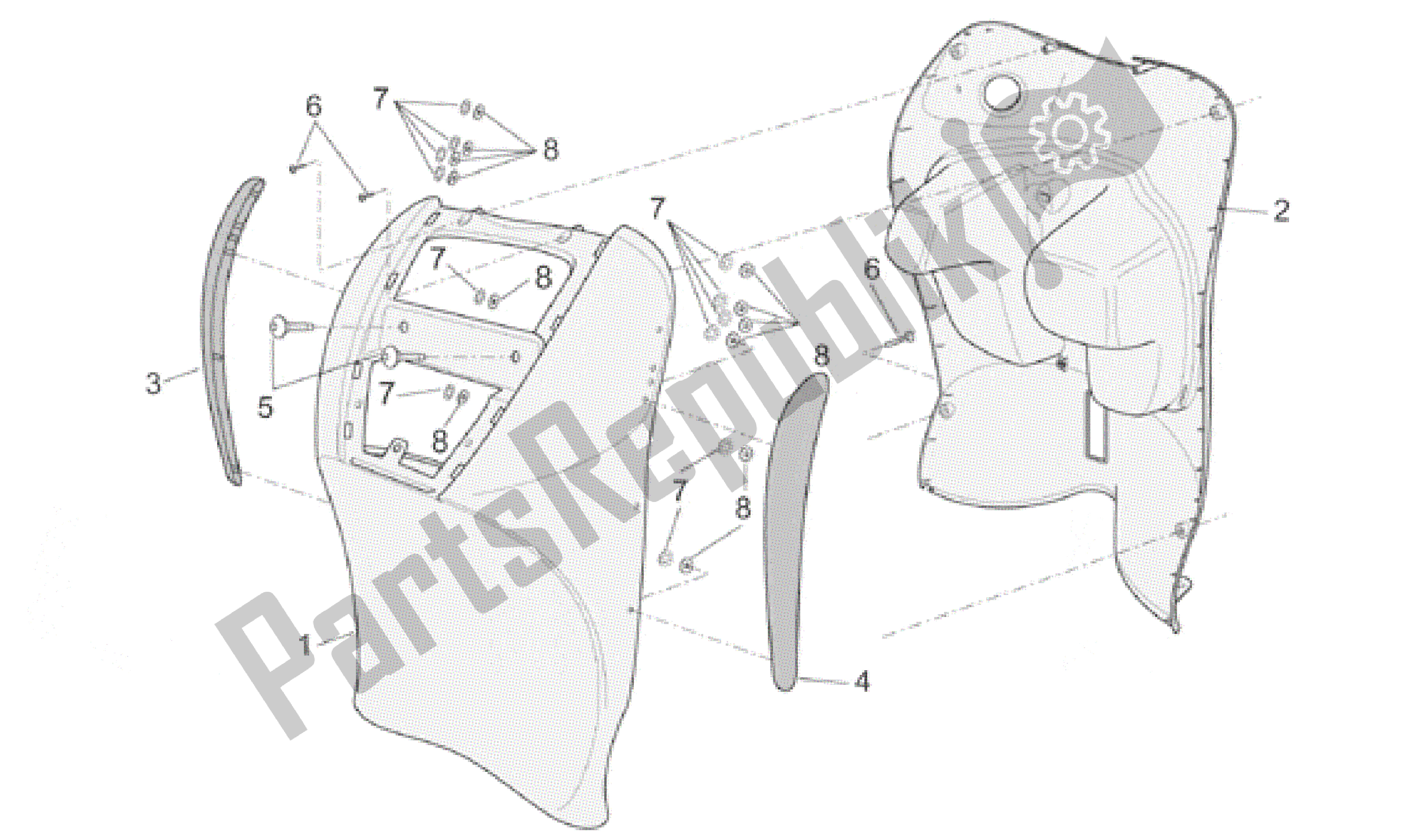 Todas as partes de Corpo Frontal Iii do Aprilia Scarabeo 50 2001 - 2004