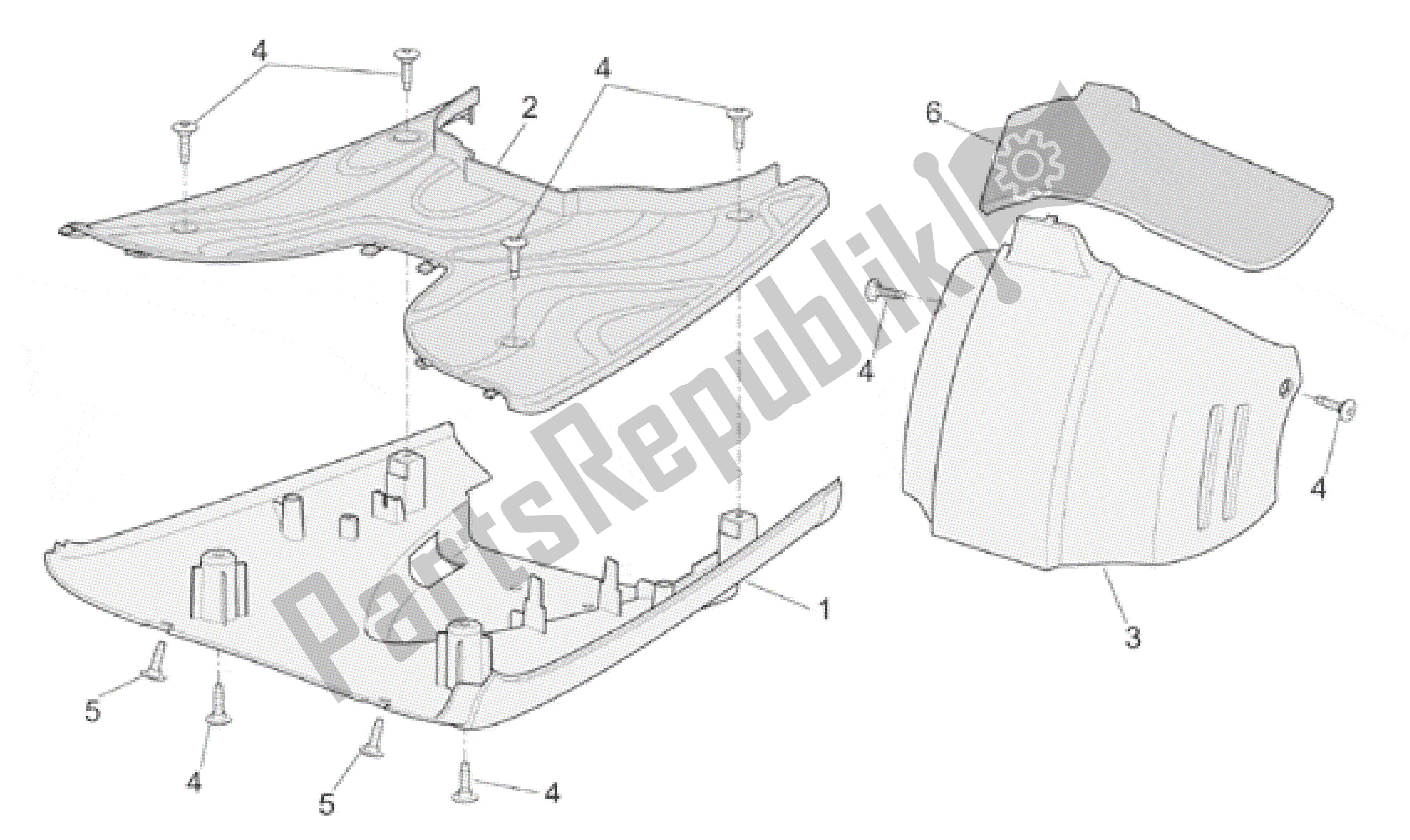 All parts for the Central Body Ii of the Aprilia Scarabeo 50 2001 - 2004