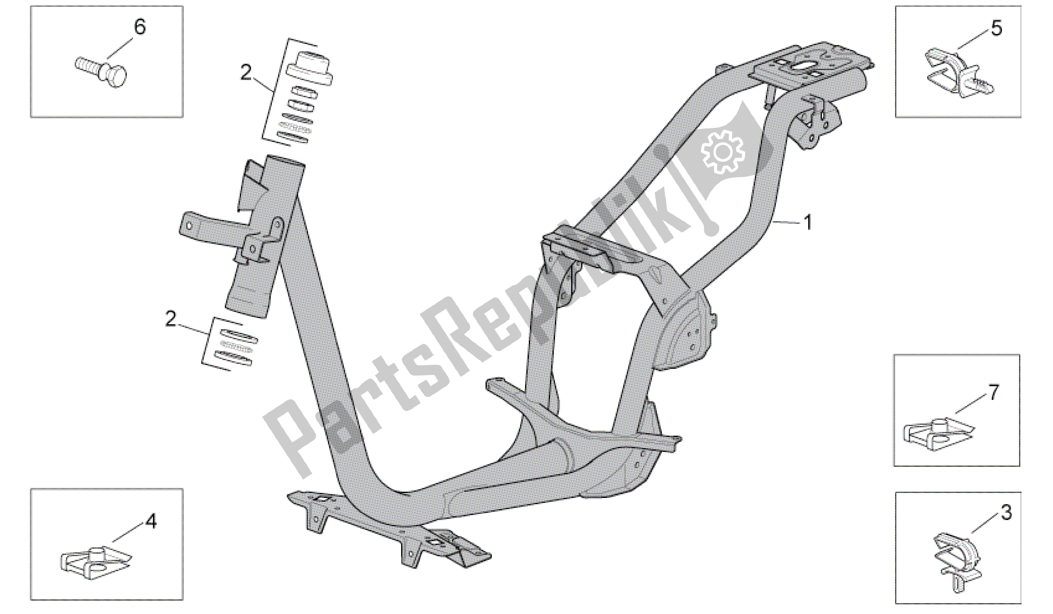 Alle Teile für das Rahmen des Aprilia Scarabeo 50 2002 - 2006