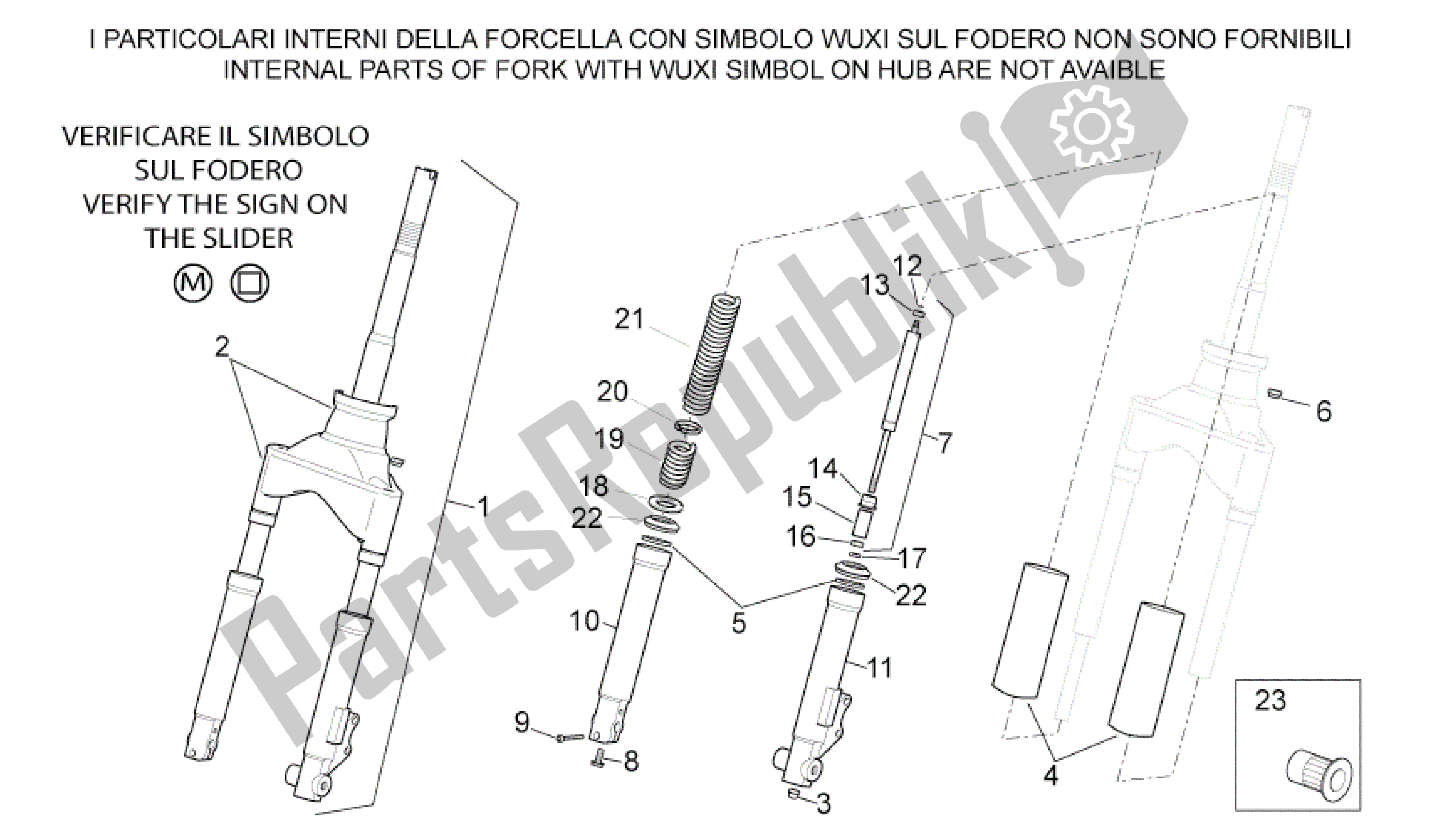 Toutes les pièces pour le Fourche Avant du Aprilia Scarabeo 50 2002 - 2006