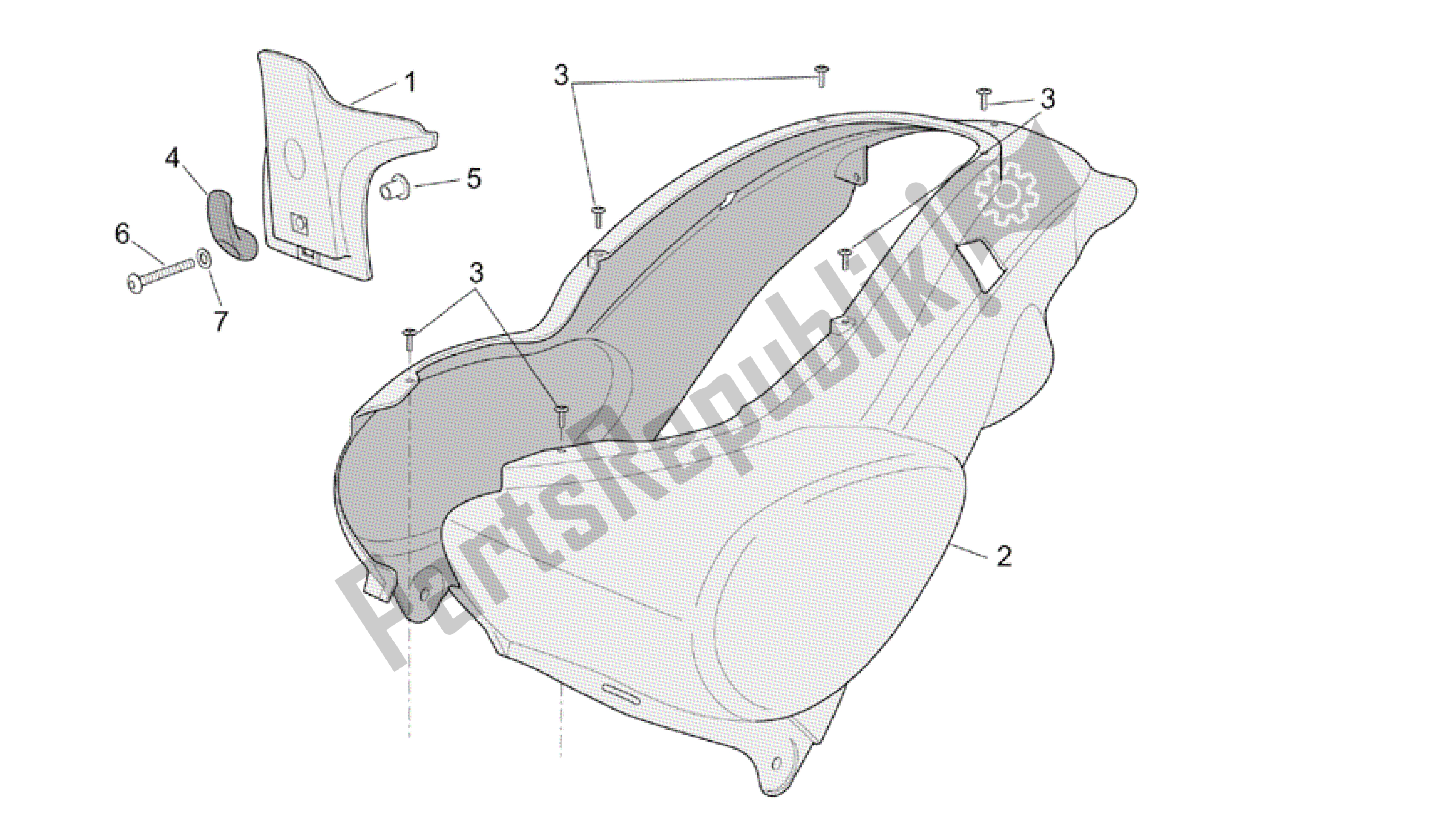 Toutes les pièces pour le Corps Arrière I du Aprilia Scarabeo 50 2002 - 2006