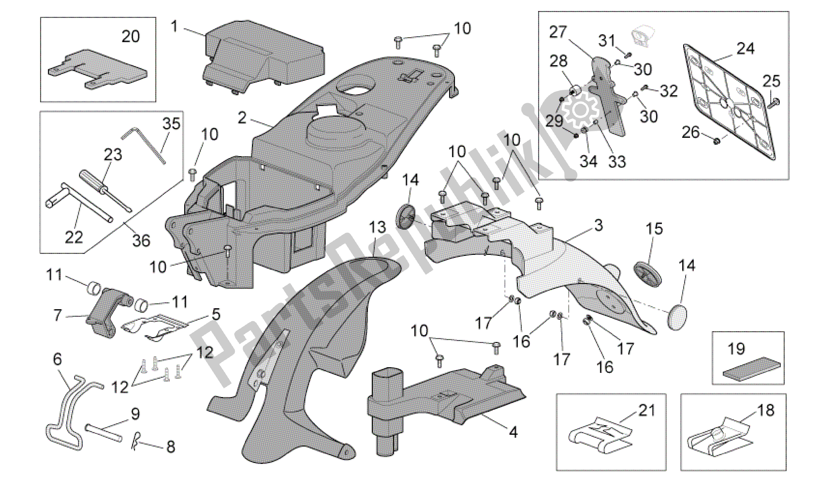 Todas las partes para Cuerpo Trasero Ii de Aprilia Scarabeo 50 2002 - 2006