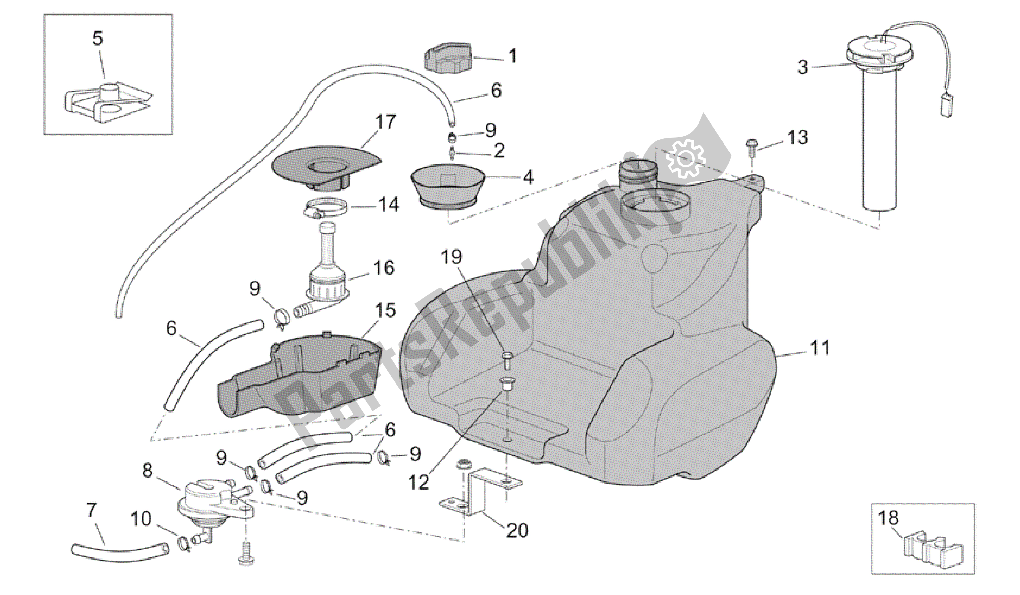 Todas las partes para Tanque de Aprilia Scarabeo 50 2002 - 2006