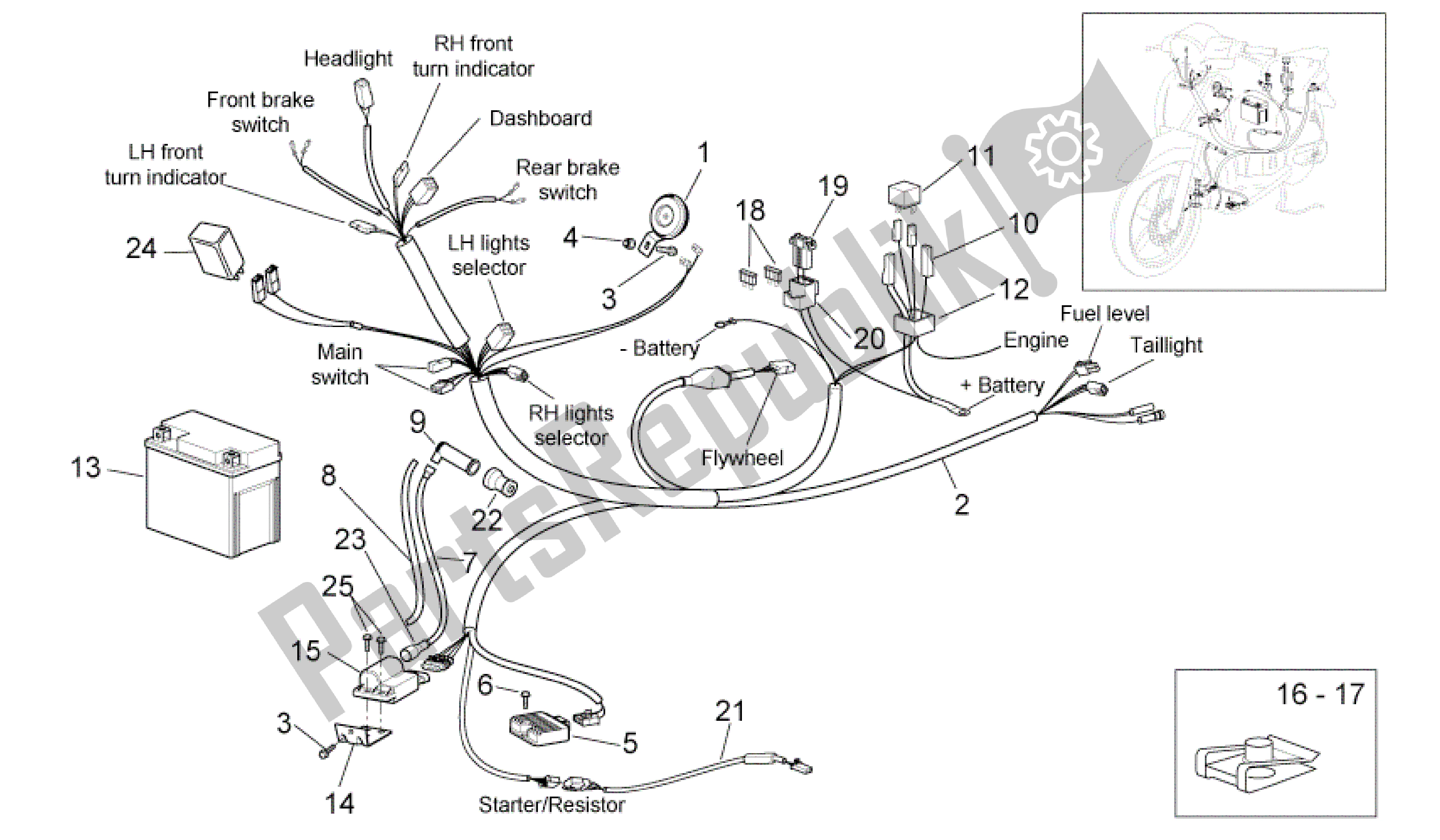 Todas las partes para Sistema Eléctrico de Aprilia Scarabeo 50 2002 - 2006