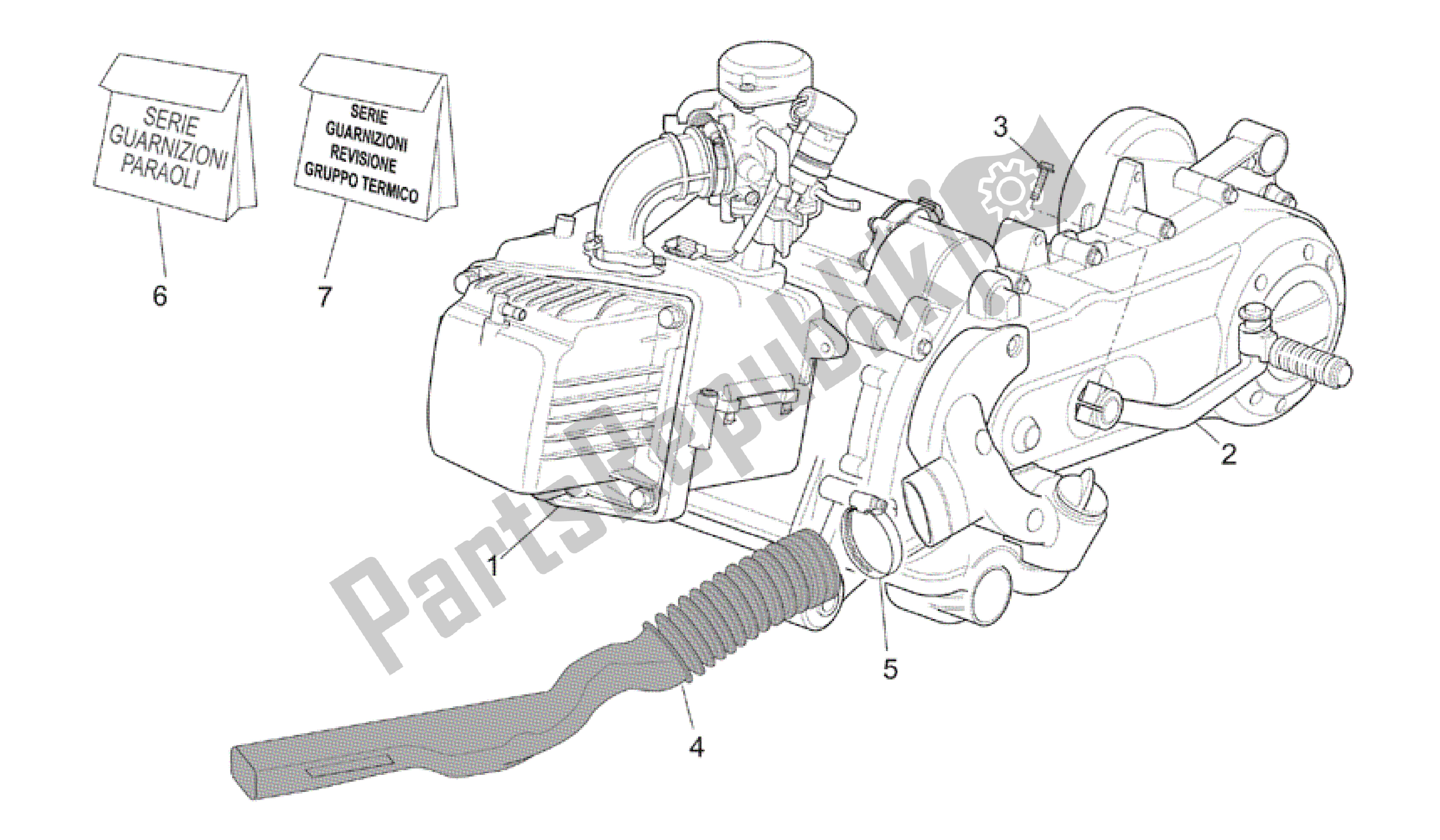 Todas as partes de Motor do Aprilia Scarabeo 50 2002 - 2006
