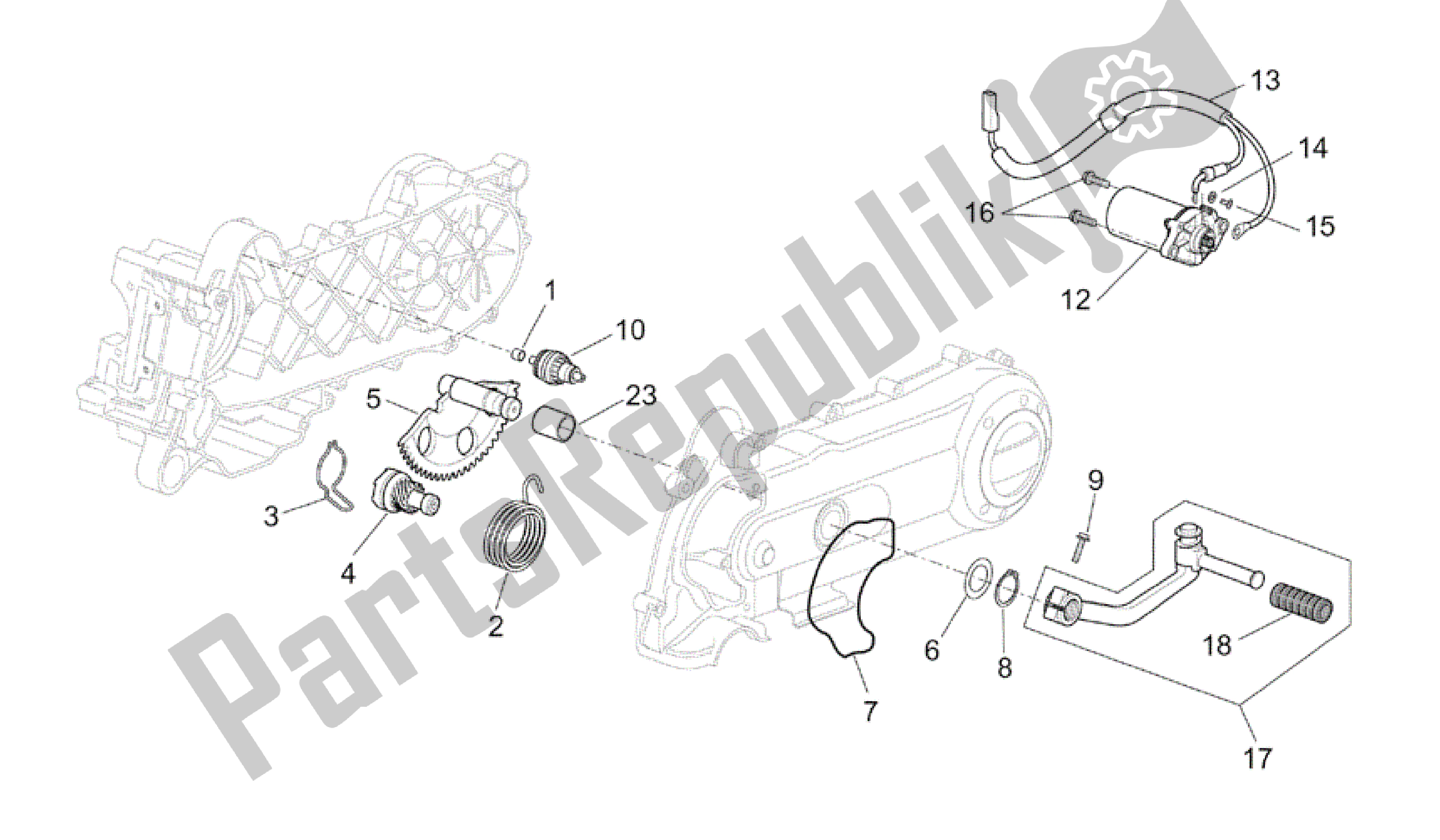 Todas las partes para Engranaje De Arranque / Motor De Arranque de Aprilia Scarabeo 50 2002 - 2006