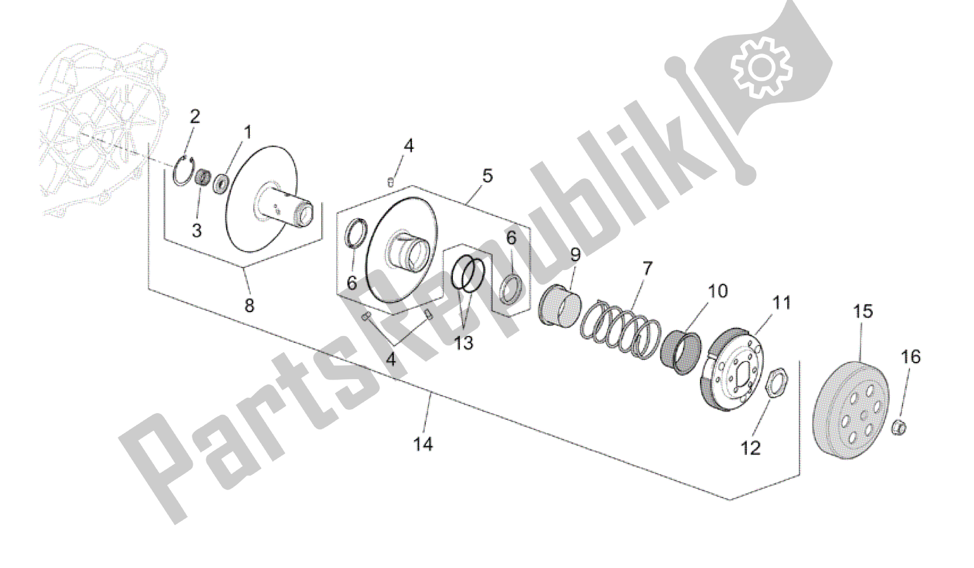 Todas las partes para Embrague de Aprilia Scarabeo 50 2002 - 2006