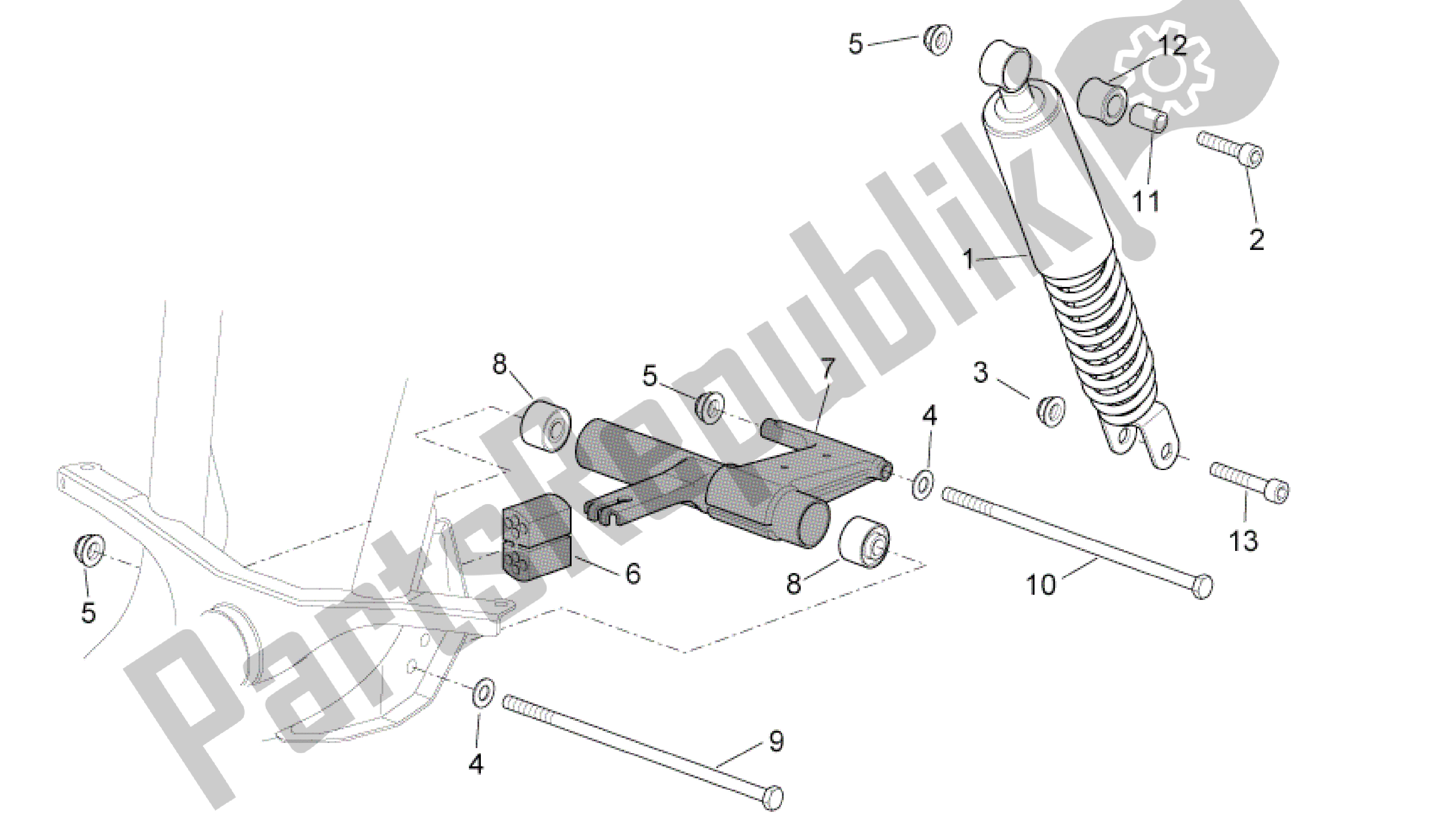 Todas las partes para R. Shock Absorber-connect. Varilla de Aprilia Scarabeo 50 2006 - 2009