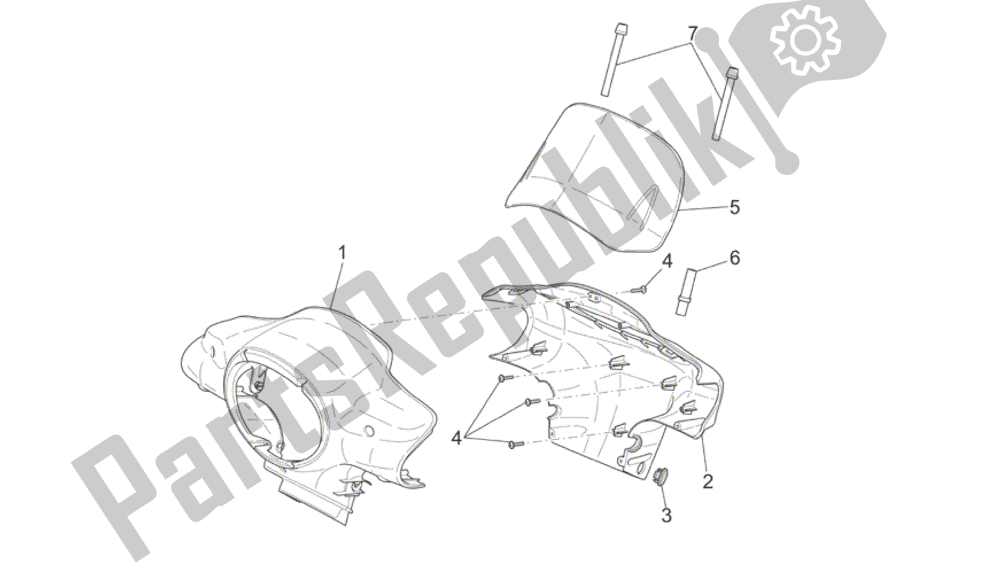 Toutes les pièces pour le Corps Avant I du Aprilia Scarabeo 50 2006 - 2009