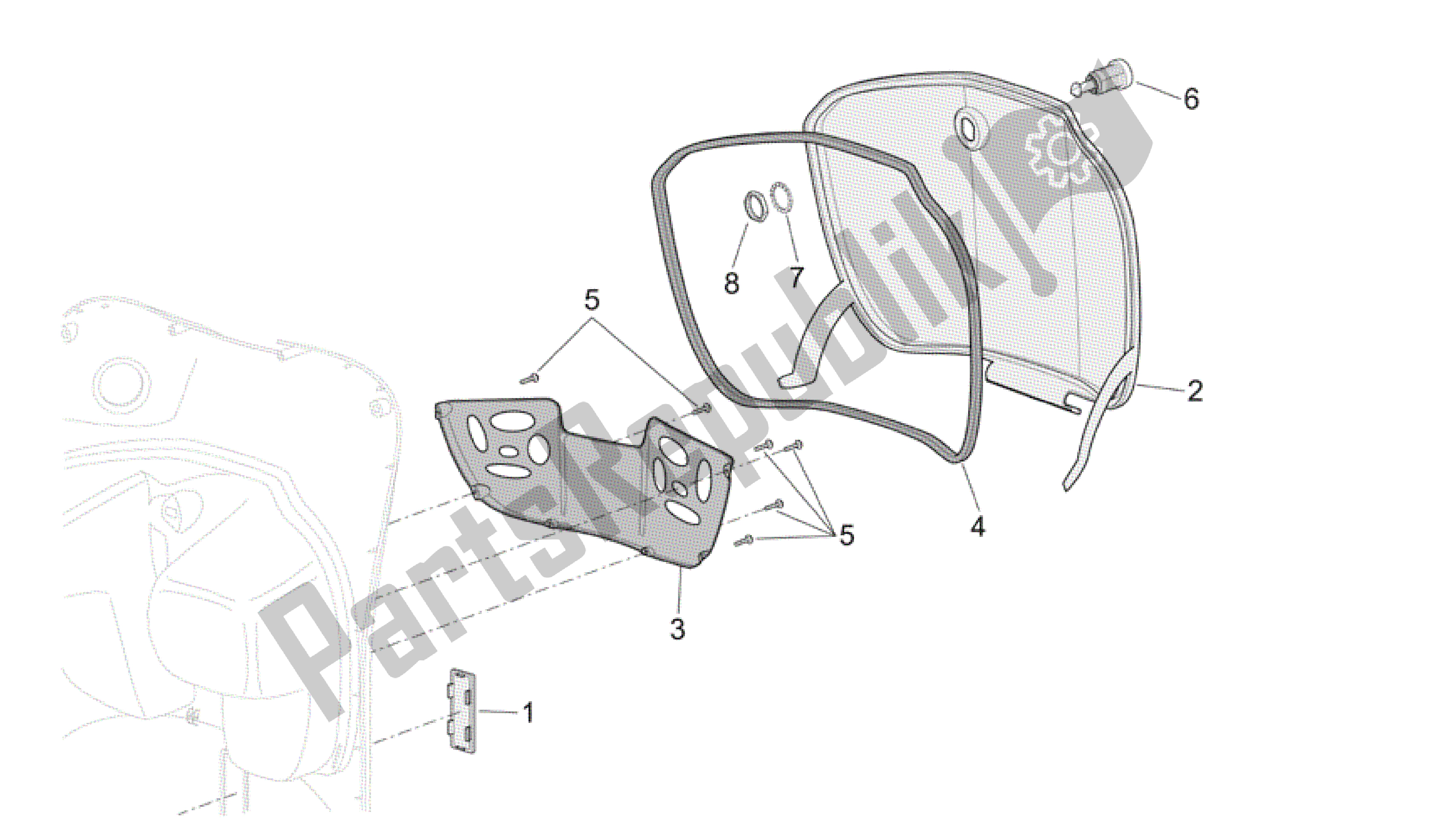 Tutte le parti per il Corpo Centrale I del Aprilia Scarabeo 50 2006 - 2009