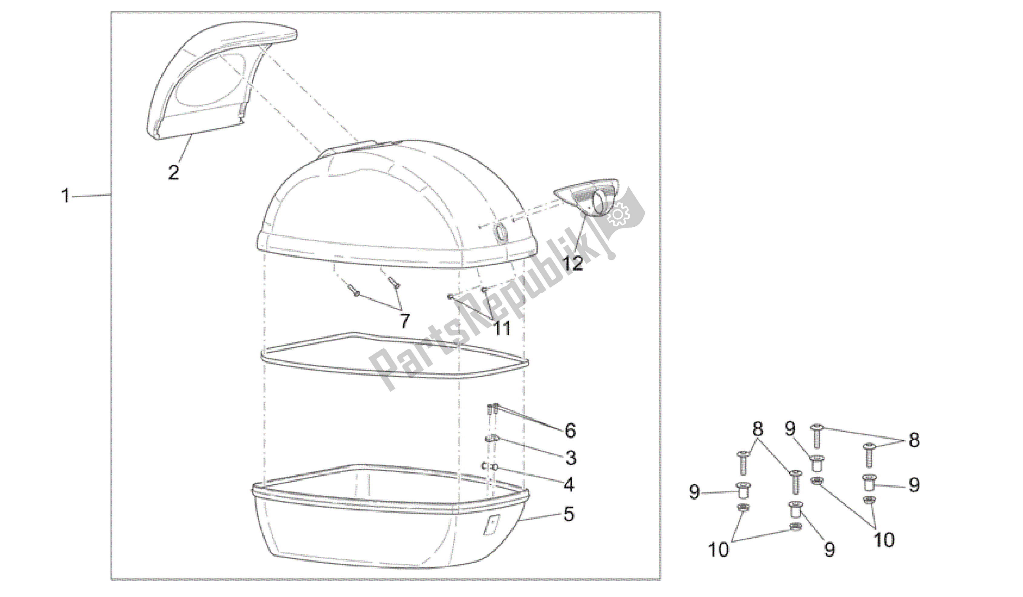 Todas las partes para Caja Superior de Aprilia Scarabeo 50 2006 - 2009