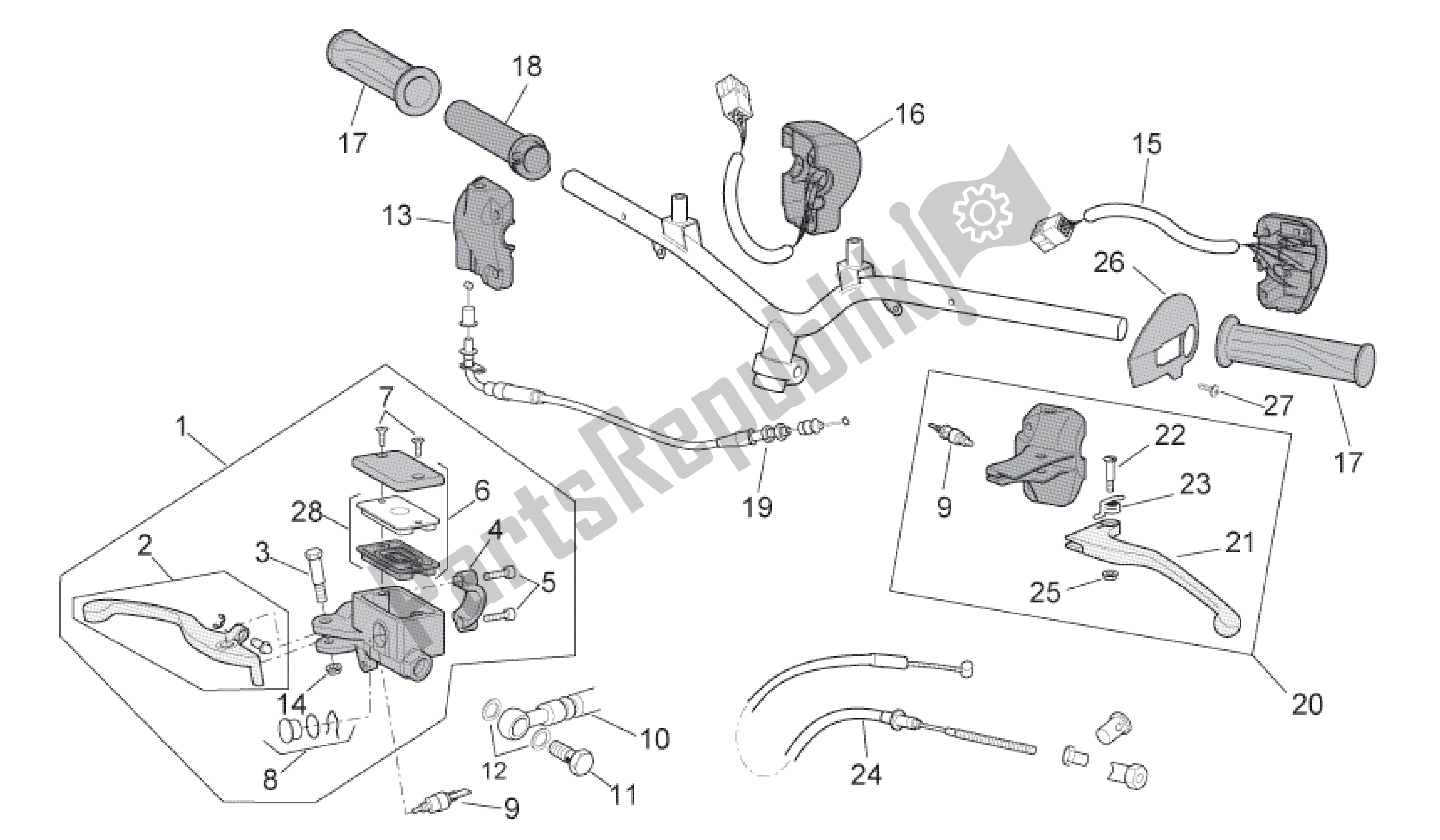 Wszystkie części do Sterownica Aprilia Scarabeo 50 2006 - 2009