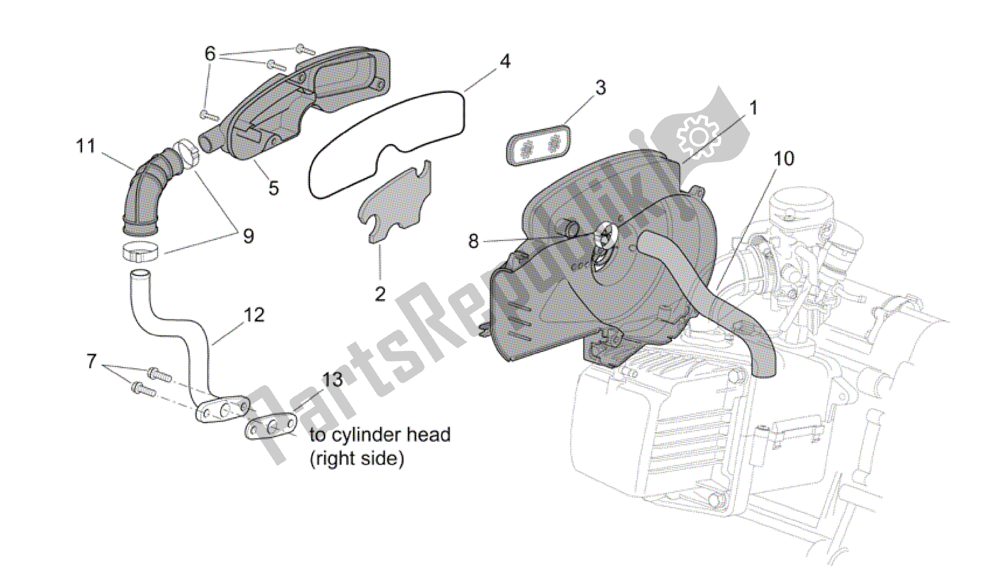 All parts for the Secondary Air of the Aprilia Scarabeo 50 2006 - 2009
