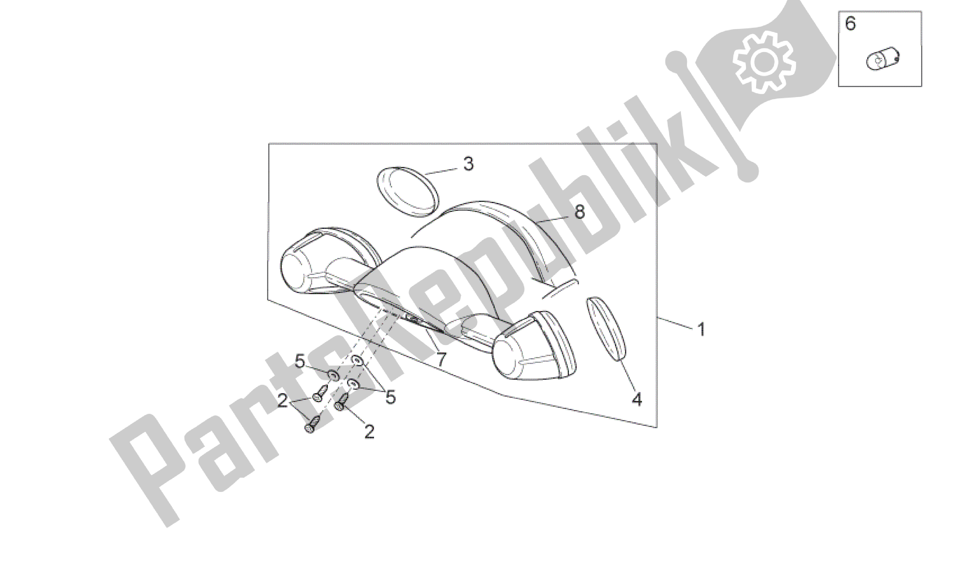 All parts for the Rear Lights of the Aprilia Scarabeo 50 2006 - 2009