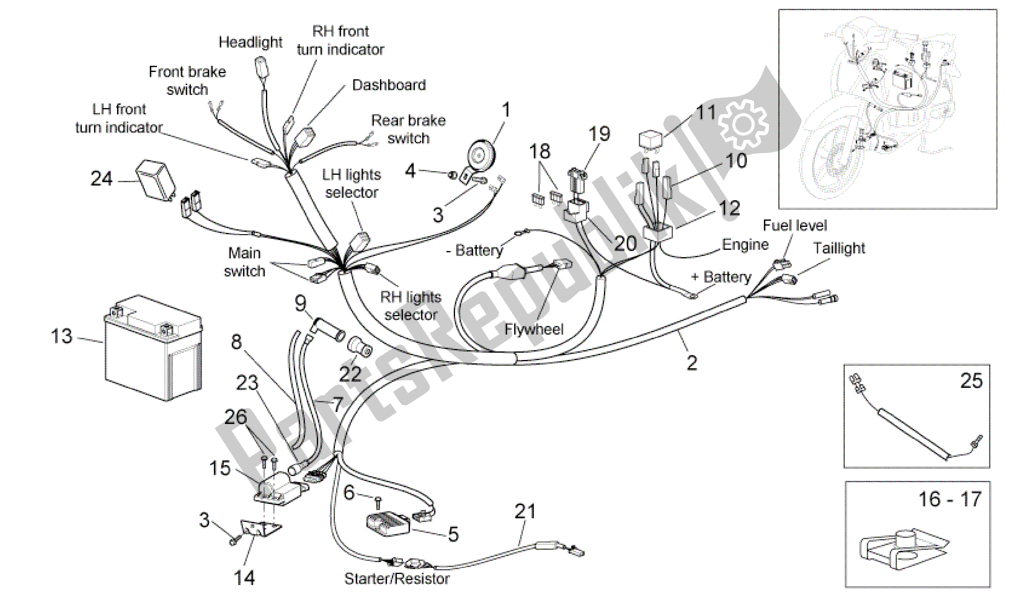 Wszystkie części do Uk? Ad Elektryczny Aprilia Scarabeo 50 2006 - 2009