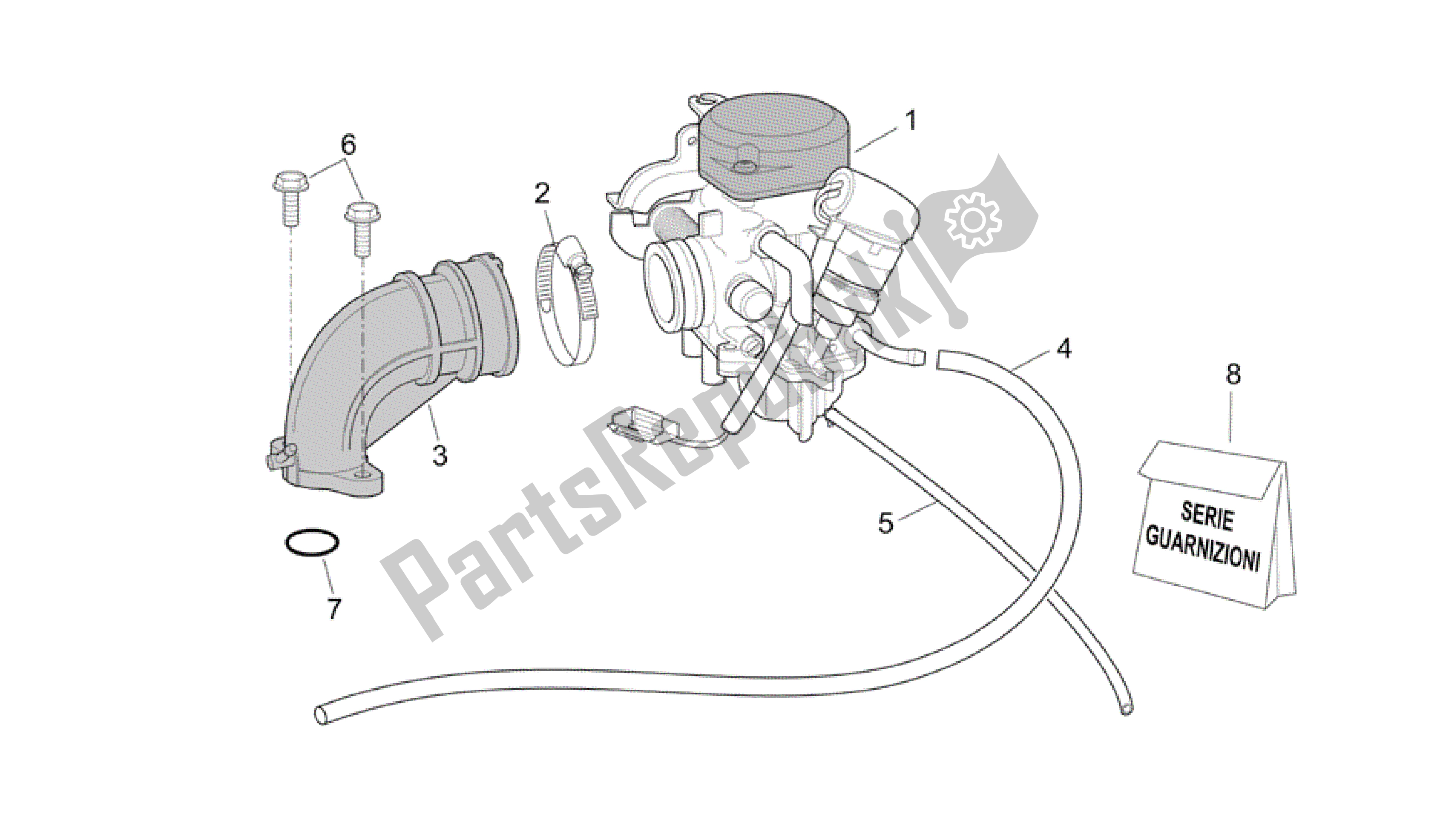 All parts for the Carburettor I of the Aprilia Scarabeo 50 2006 - 2009