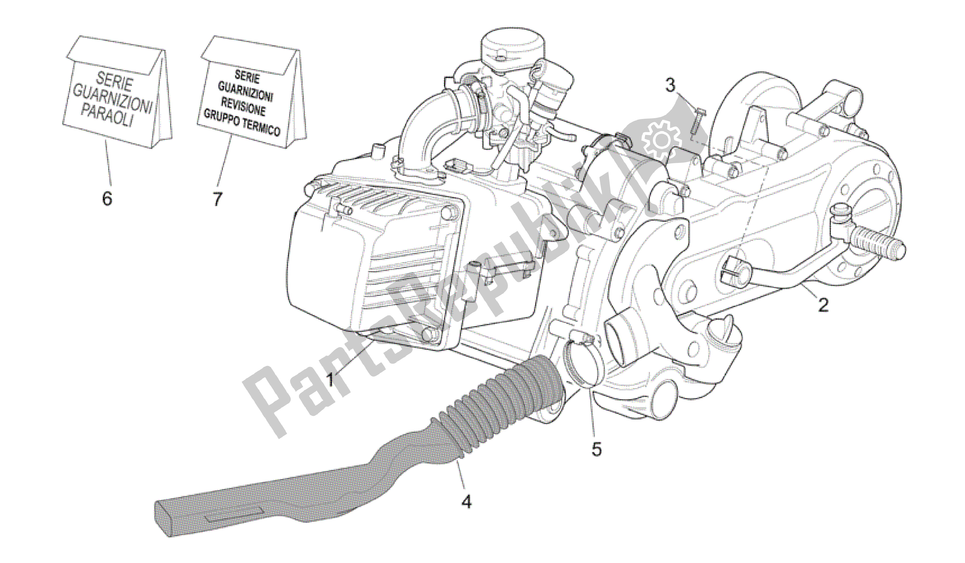 All parts for the Engine of the Aprilia Scarabeo 50 2006 - 2009