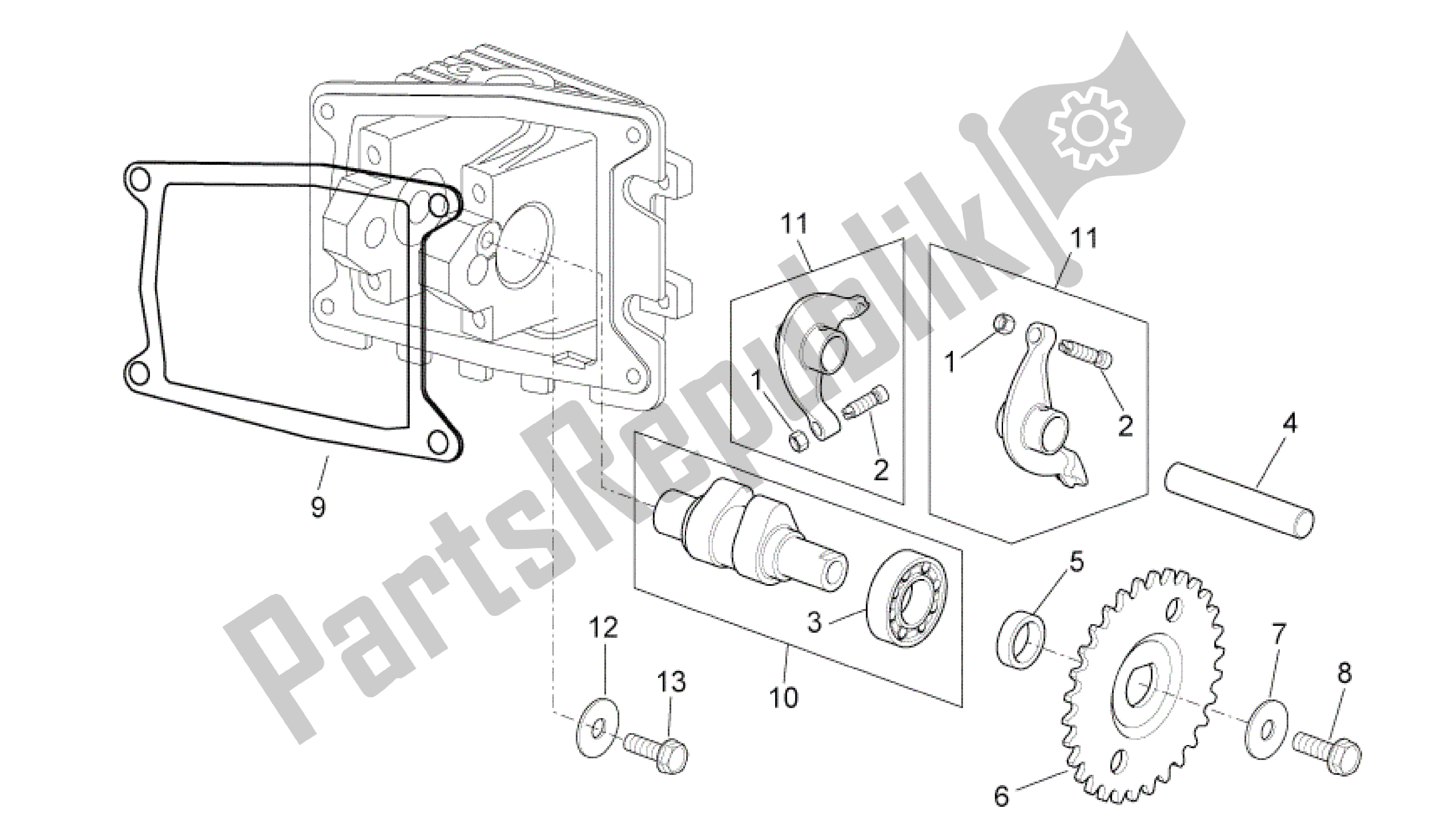 All parts for the Valve Control of the Aprilia Scarabeo 50 2006 - 2009