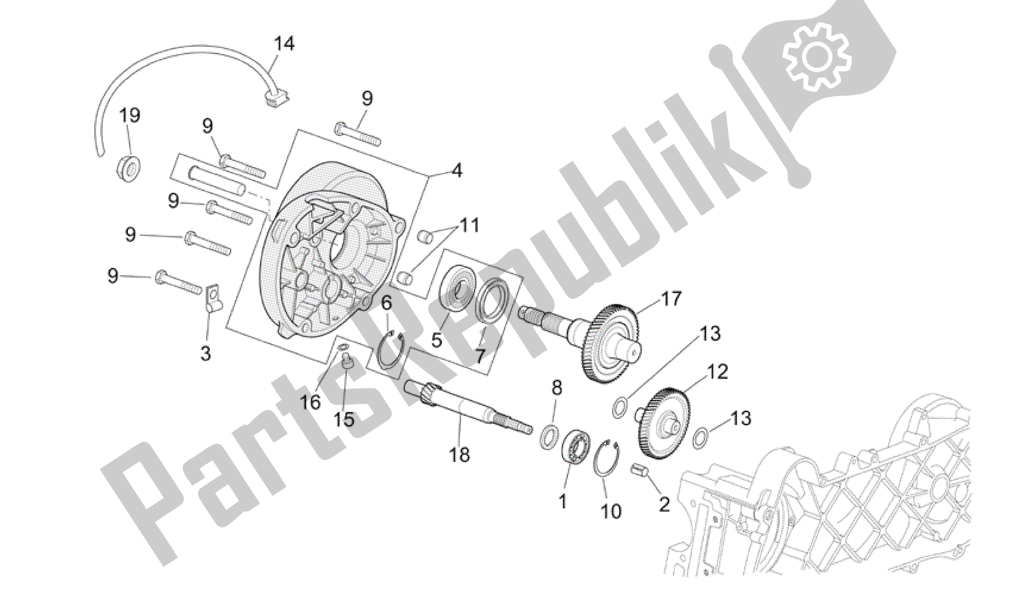 Todas as partes de Transmissão do Aprilia Scarabeo 50 2006 - 2009