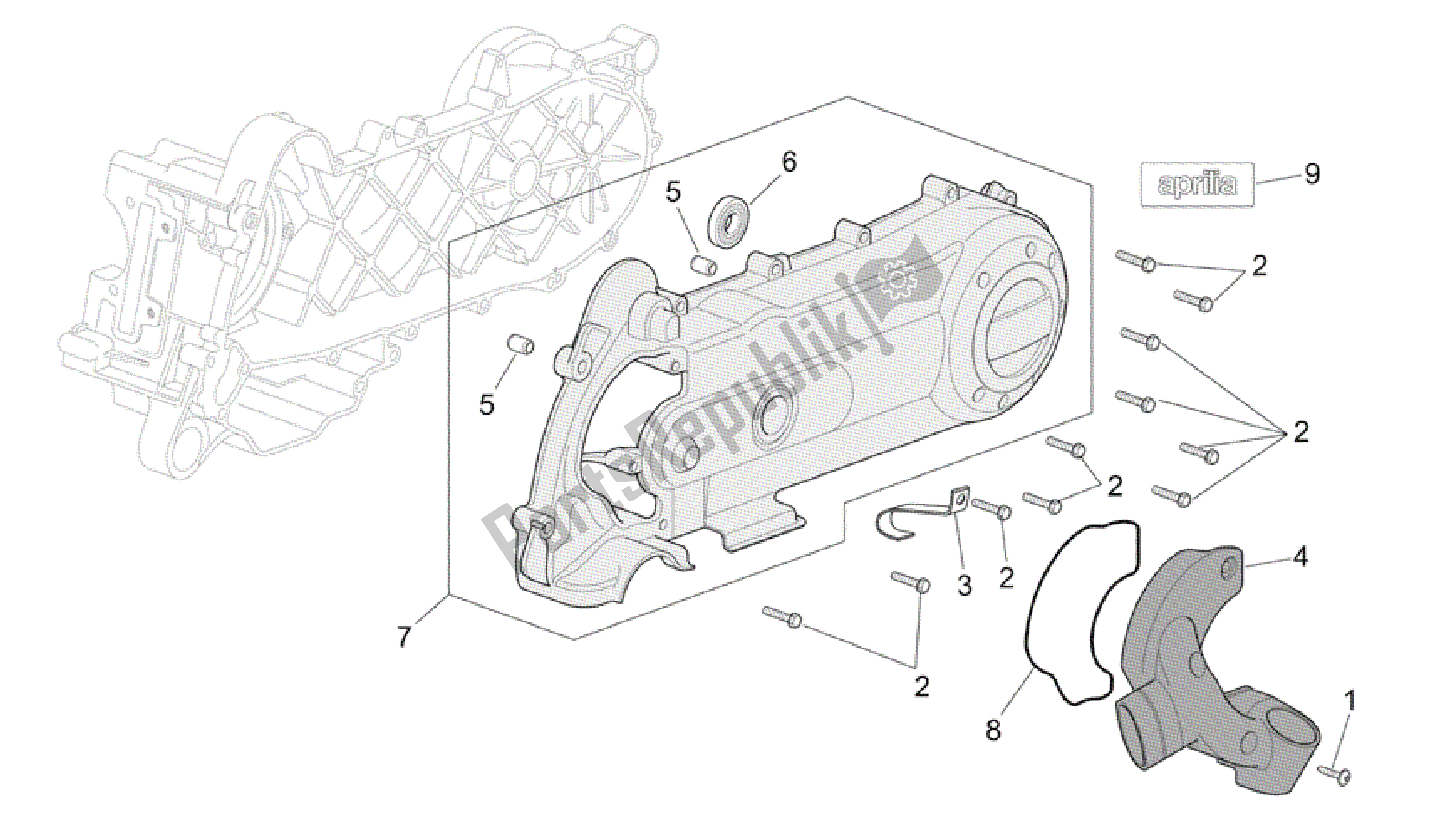 Tutte le parti per il Coperchio Del Variatore del Aprilia Scarabeo 50 2006 - 2009