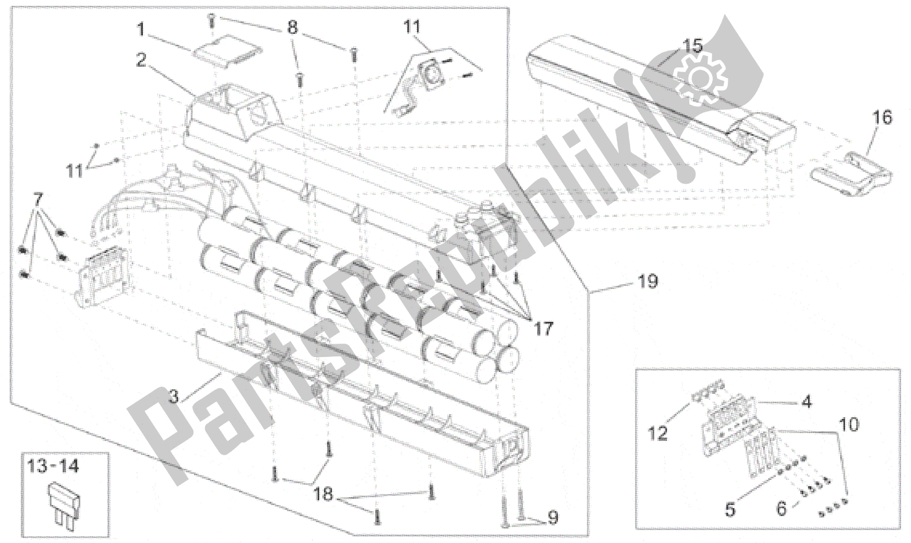 All parts for the Battery of the Aprilia Bici Elettrica 0 2001