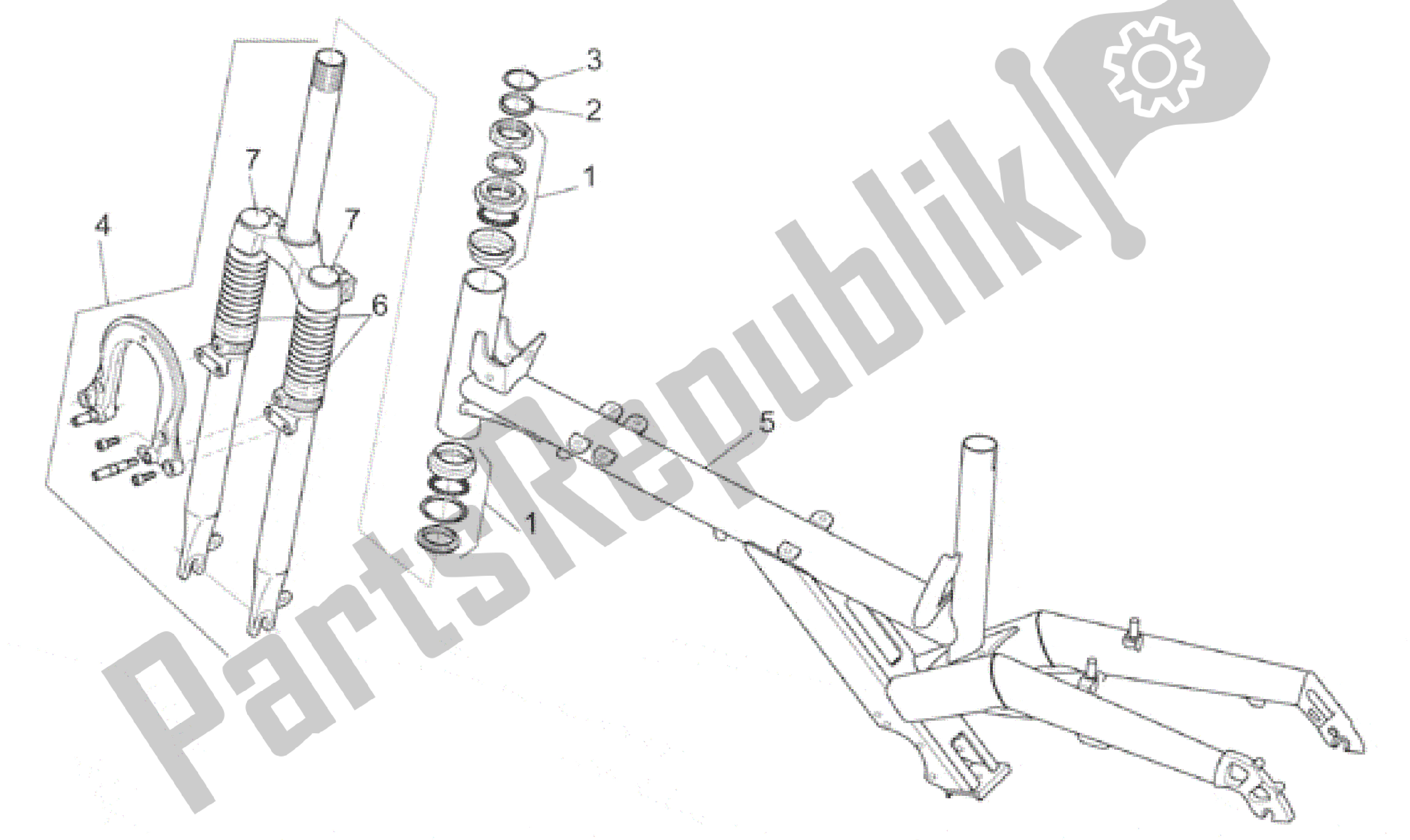 Todas as partes de Quadro - Garfo Dianteiro do Aprilia Bici Elettrica 0 2001