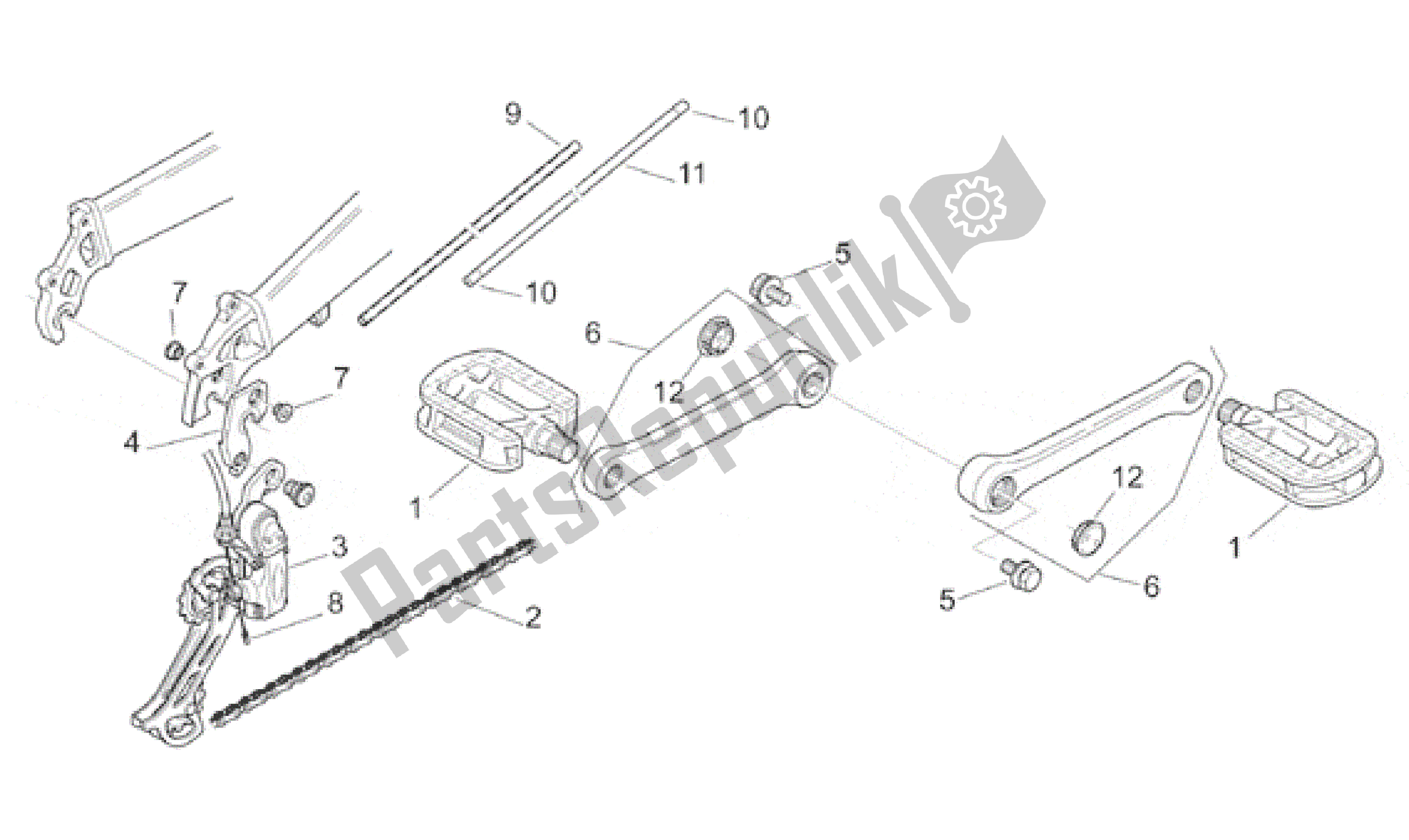 All parts for the Rear Derailleur - Pedal of the Aprilia Bici Elettrica 0 2001